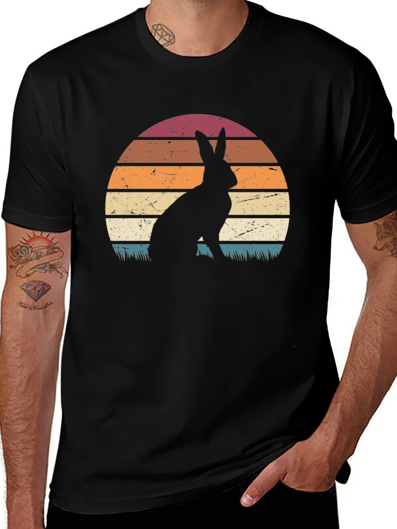 Retro Sunset Rabbit Graphic Tee