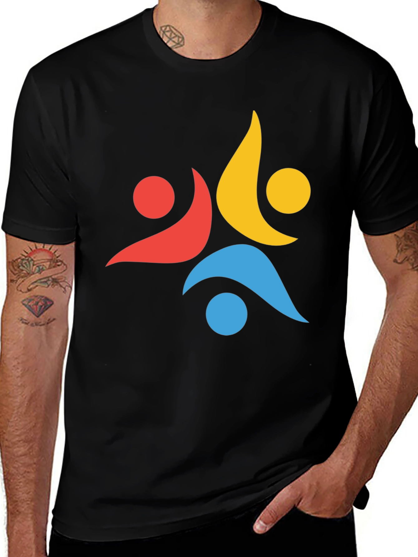 Variant 11 of Abstract Teamwork Graphic Black T-Shirt