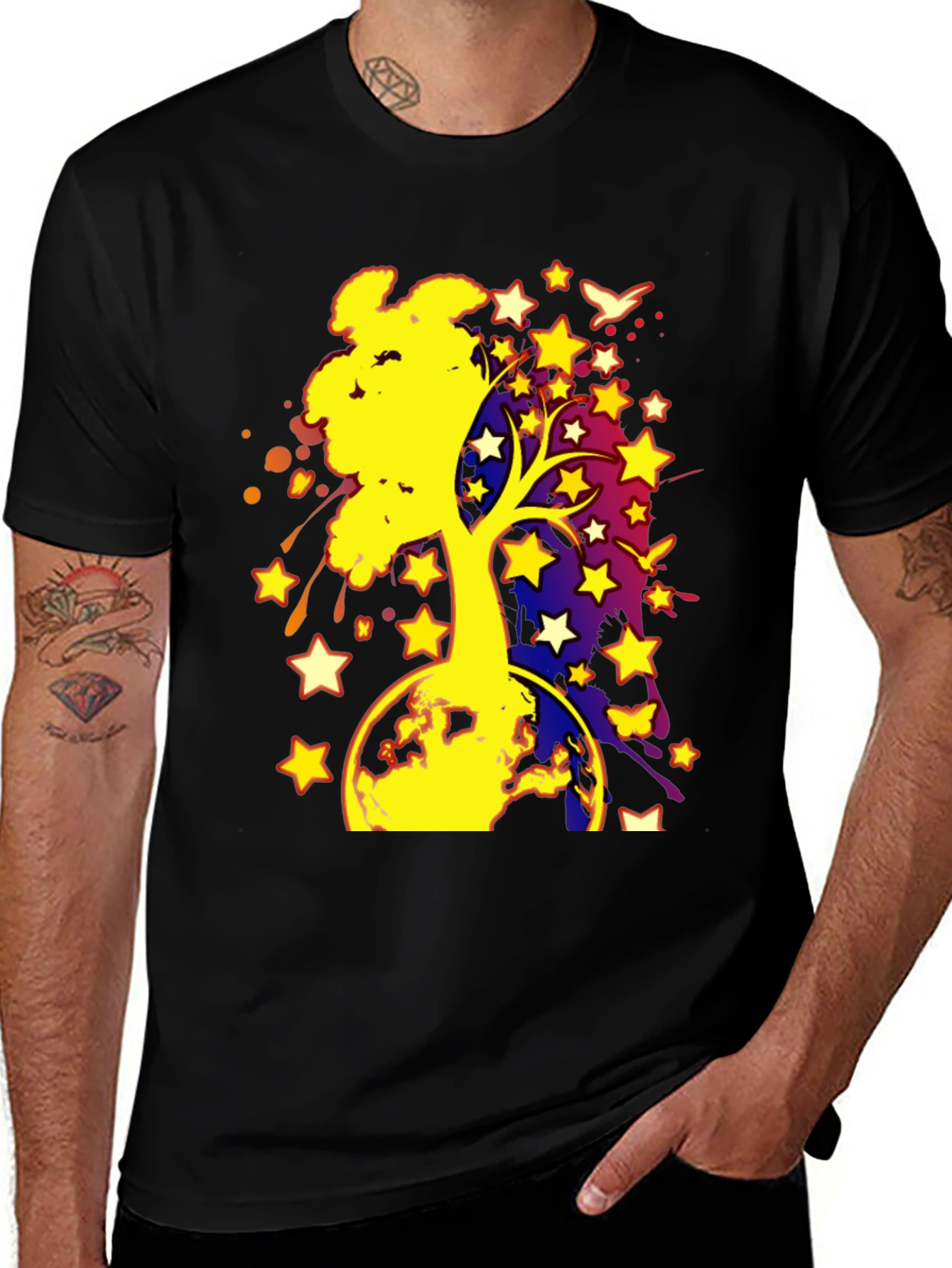 Variant 7 of Starry Tree Graphic Tee - Unisex Black T-Shirt