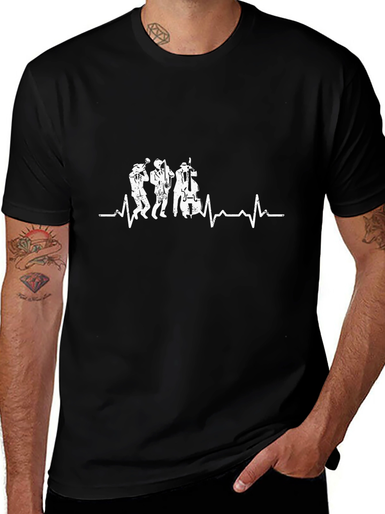 Variant 13 of Jazz Heartbeat Tee - Black Music Lover T-Shirt