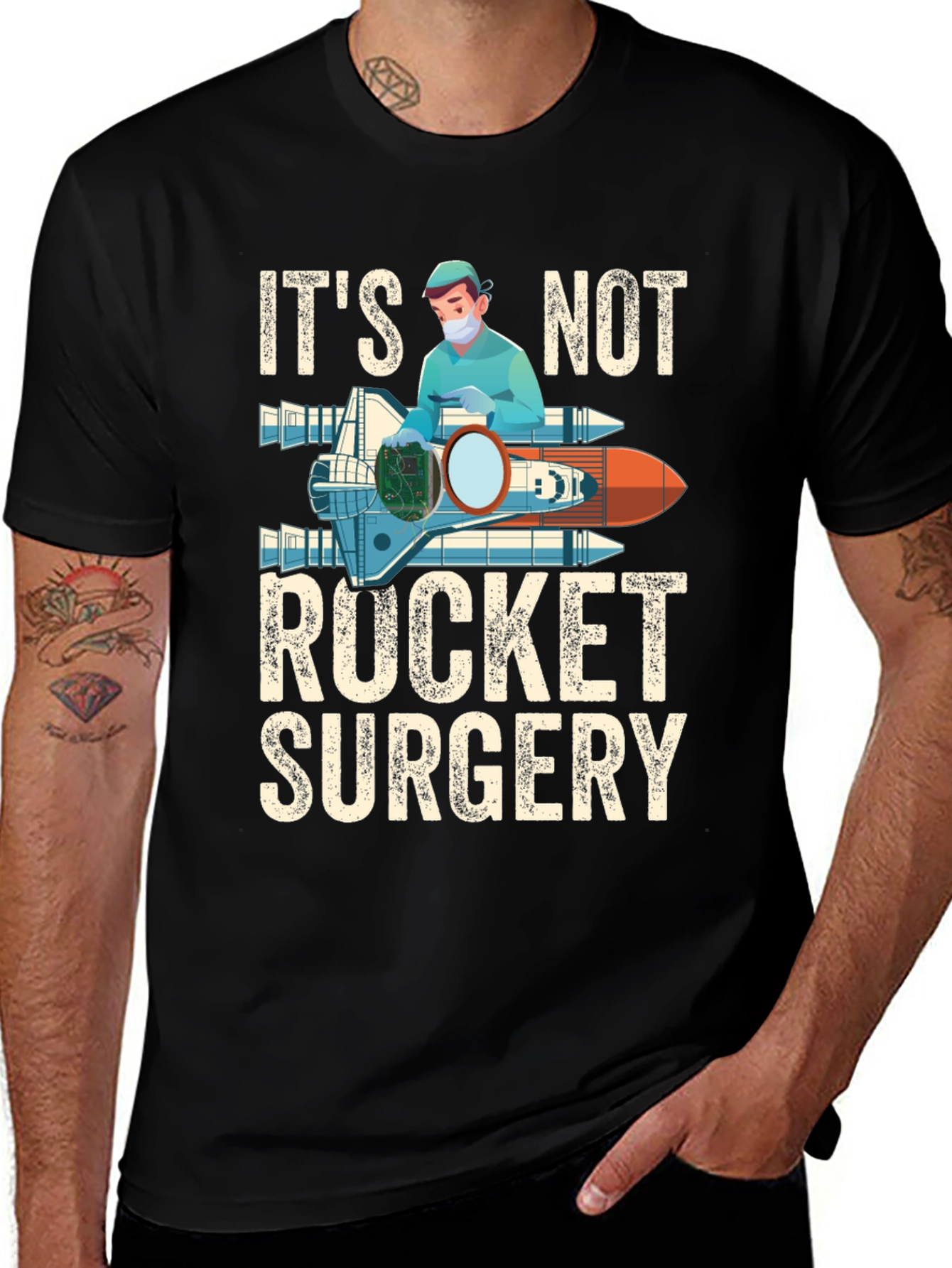 Variant 24 of It's Not Rocket Surgery Black Graphic T-Shirt