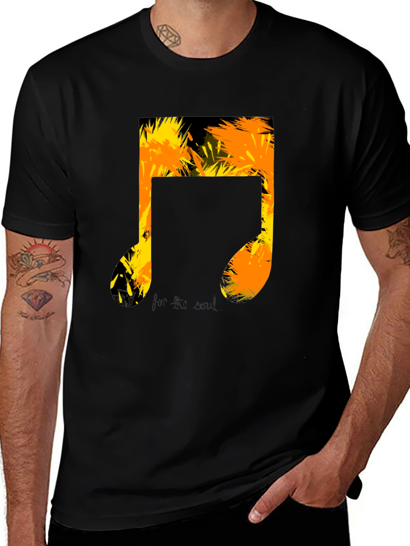 Variant 22 of Musical Note Graphic Tee -  Soulful Design Black T-Shirt