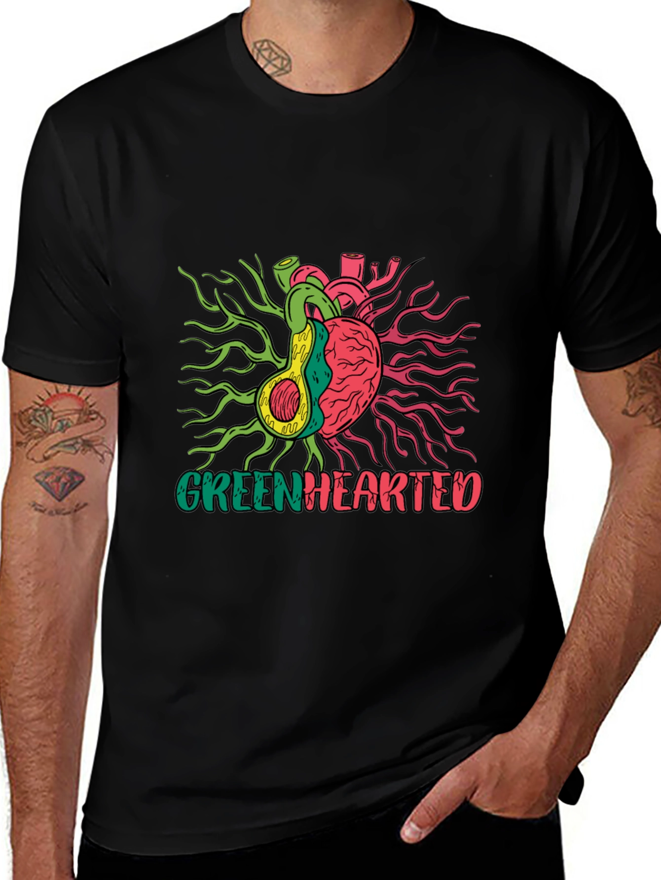 Variant 12 of Greenhearted Graphic Tee - Avocado Heart T-Shirt