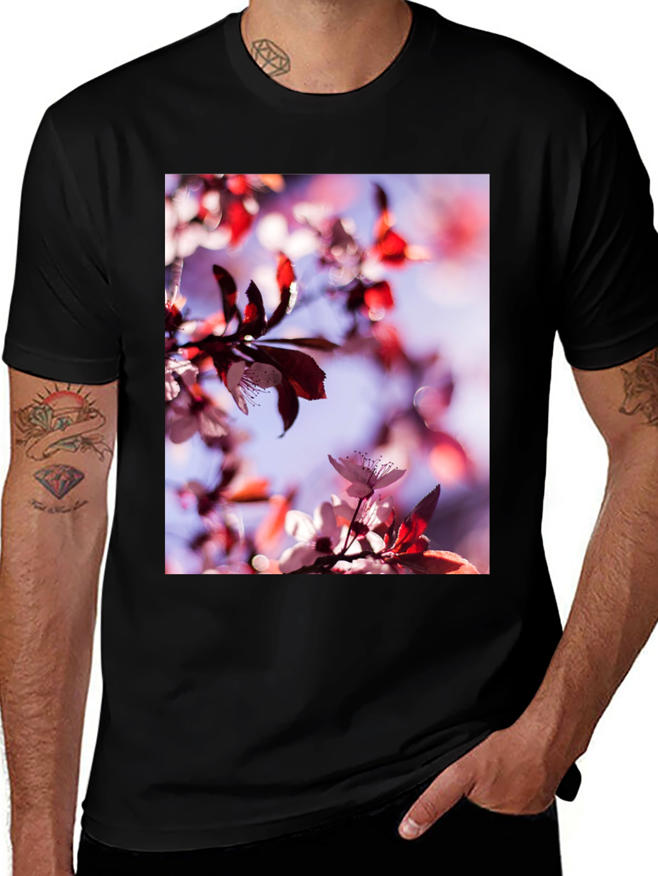 Variant 6 of Floral Blossom Print Black T-Shirt