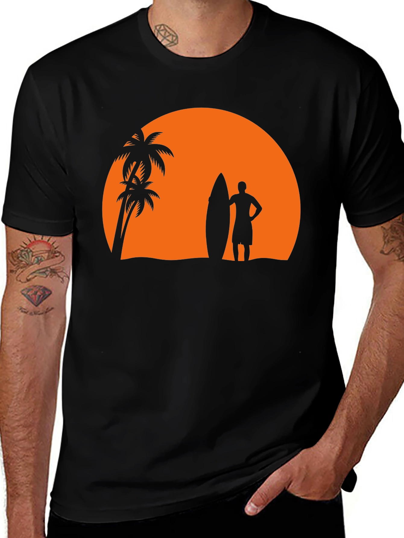 Variant 11 of Sunset Surfer Graphic Tee - Beach Vibes