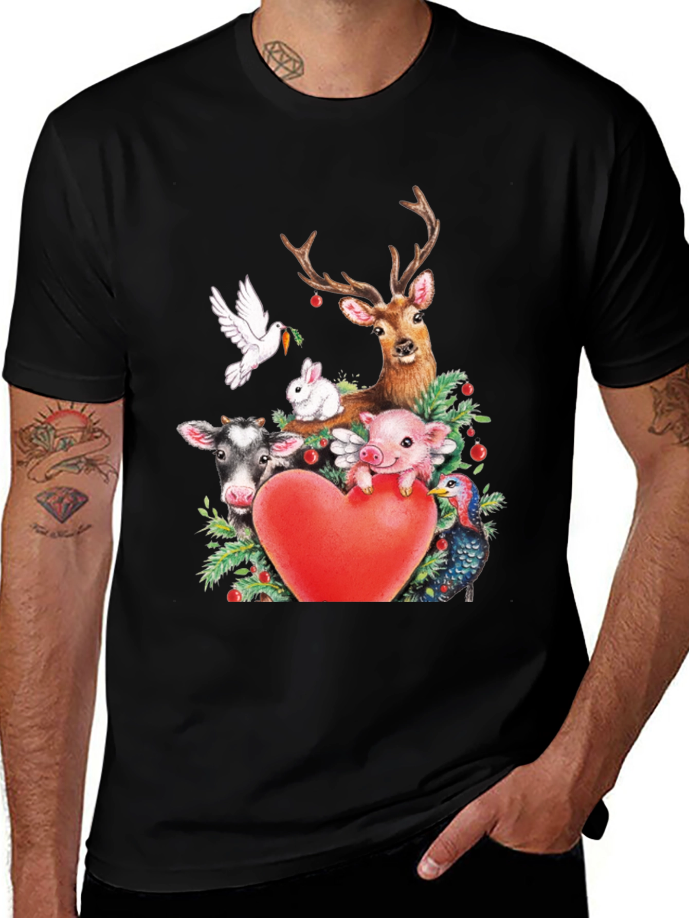 Variant 28 of Vegan Animal Love Heart T-Shirt