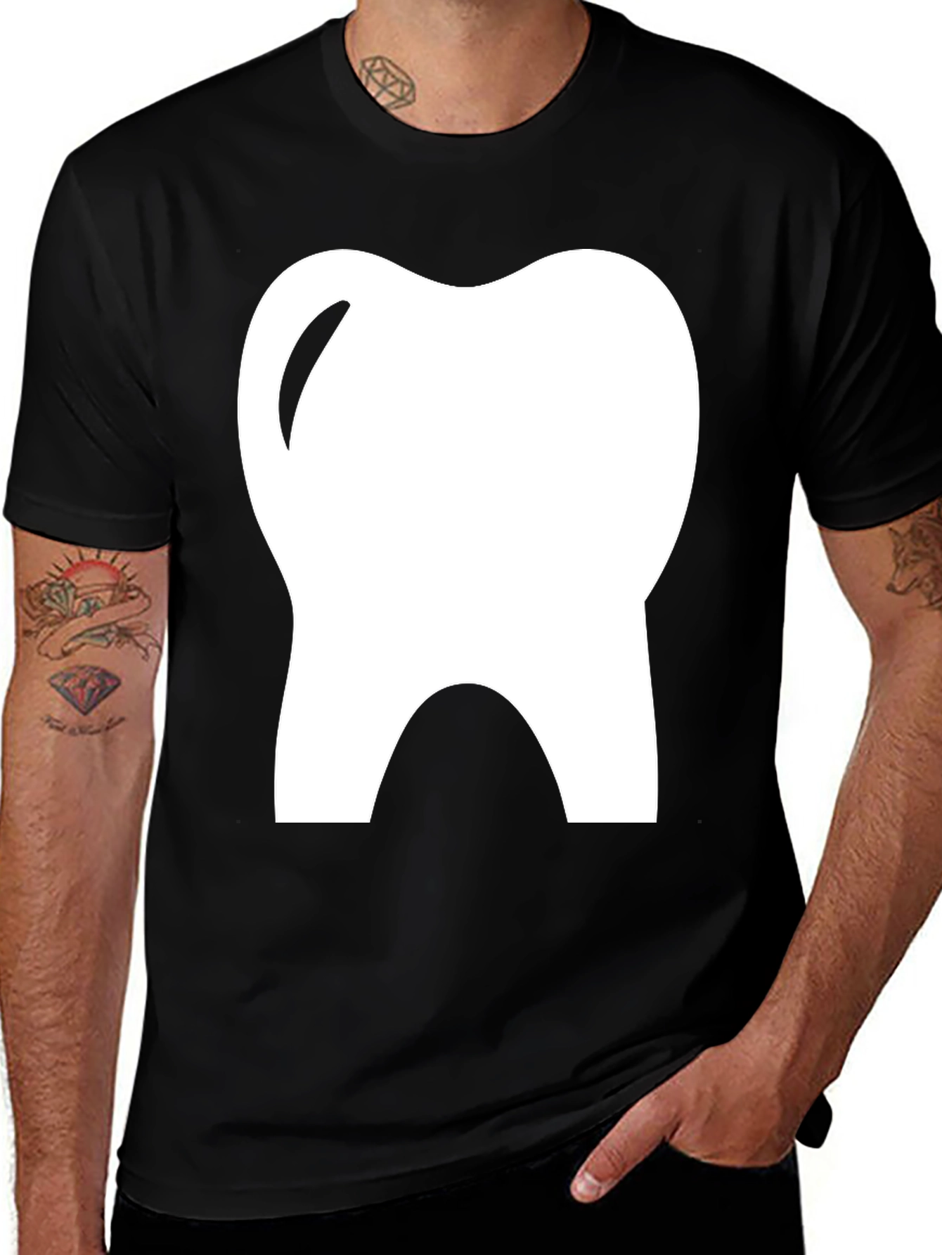 Variant 24 of Dental Tooth Graphic Tee - Black Cotton T-Shirt