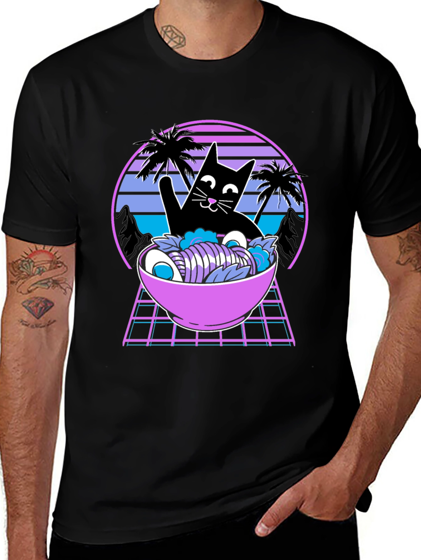 Variant 10 of Retro Cat Ramen Bowl T-Shirt