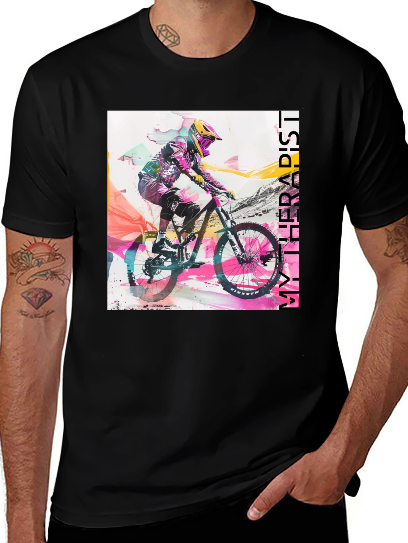 Variant 27 of Mountain Bike Therapy Tee - Ride Your Worries Away