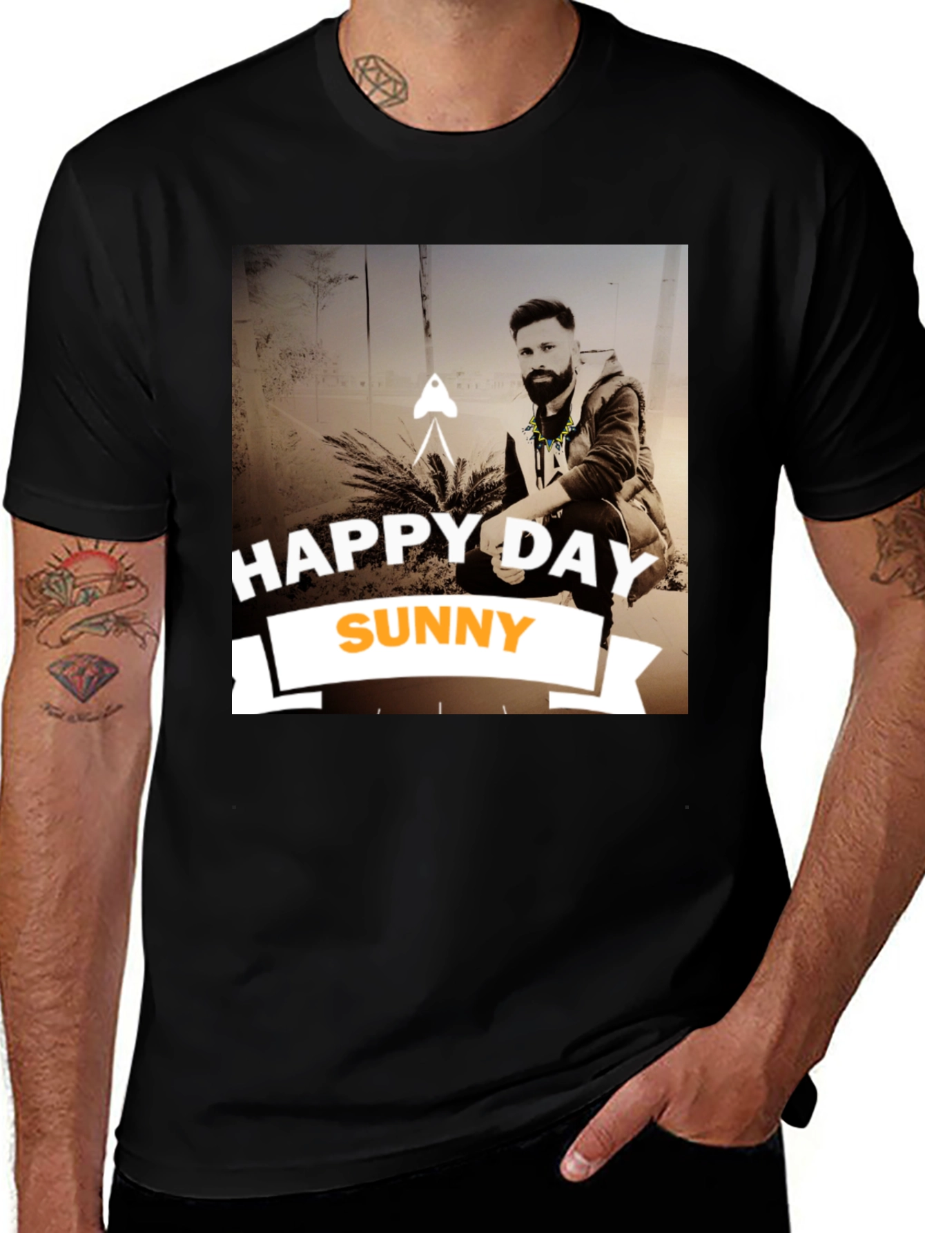 Black Happy Day Sunny Black Graphic T-Shirt main image