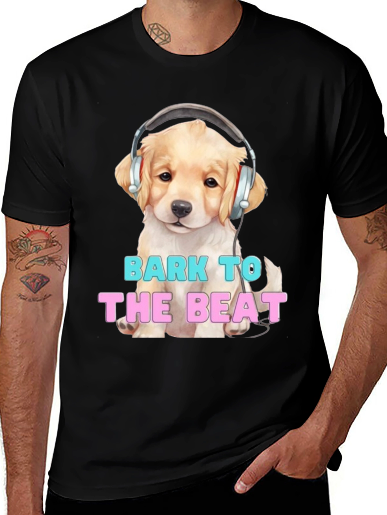 Variant 10 of Dog with Headphones 'Bark to the Beat' T-Shirt