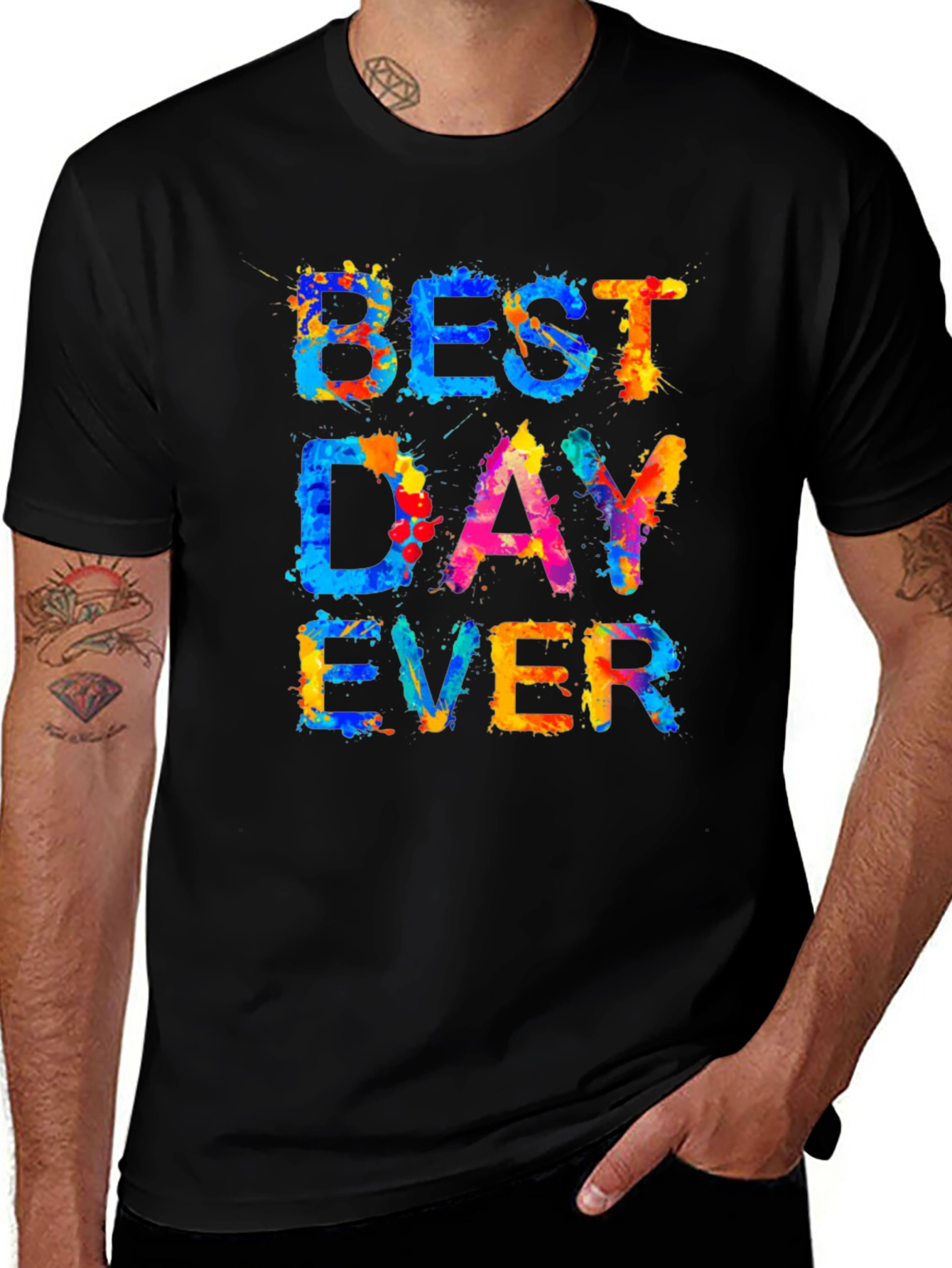 Black Best Day Ever Graphic Tee - Men's Colorful Shirt main image