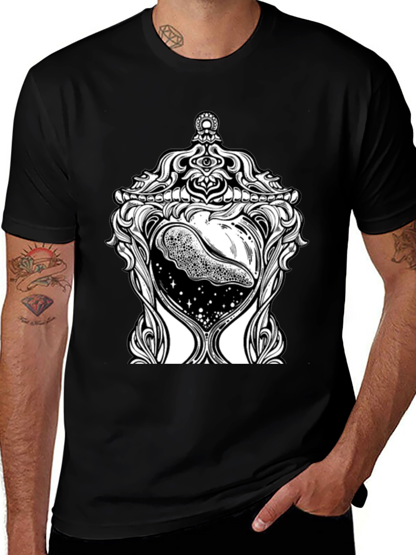 Variant 16 of Hourglass Galaxy Graphic Black T-Shirt