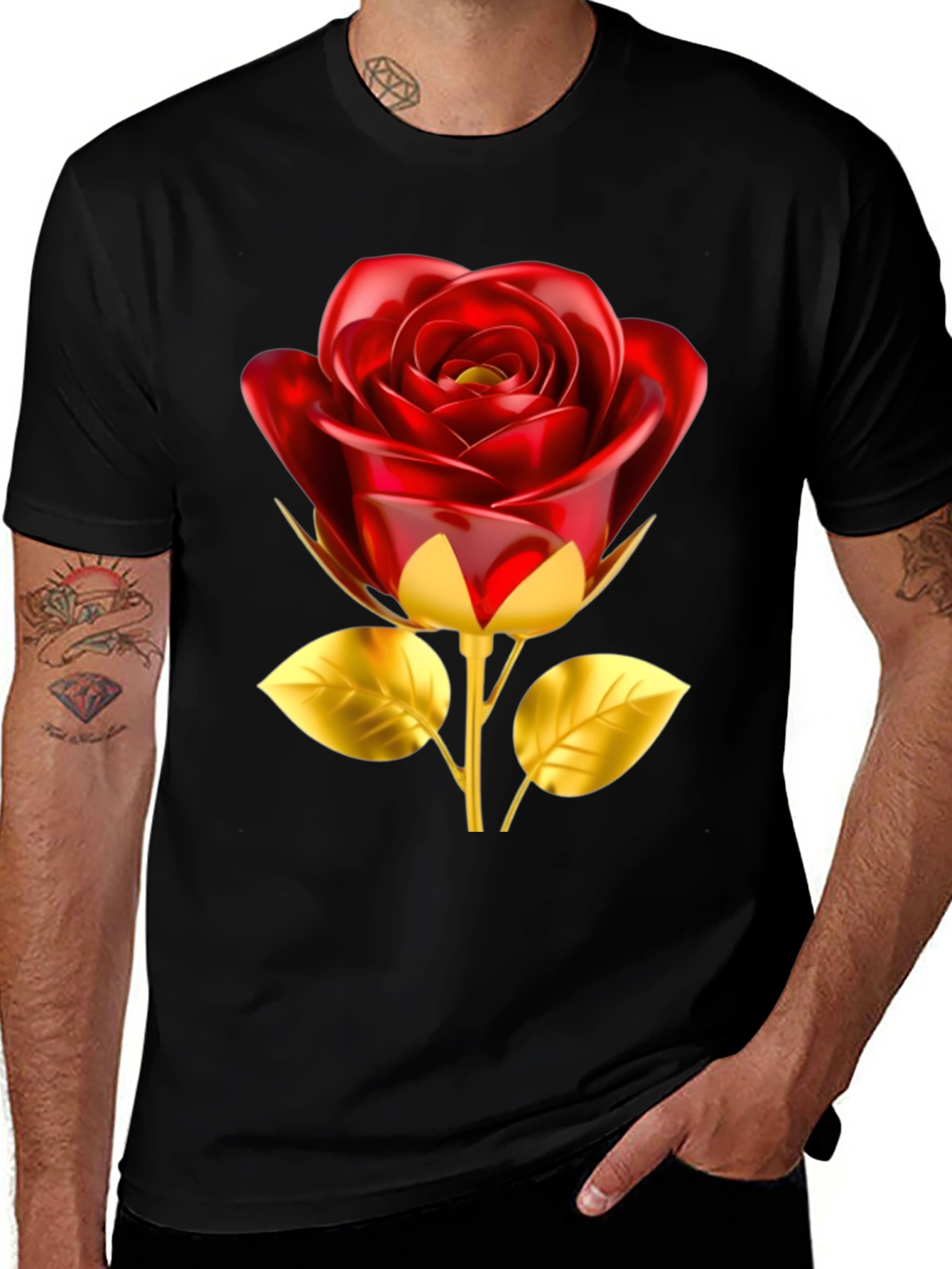 Variant 19 of Rose Graphic Tee - Elegant Floral Design