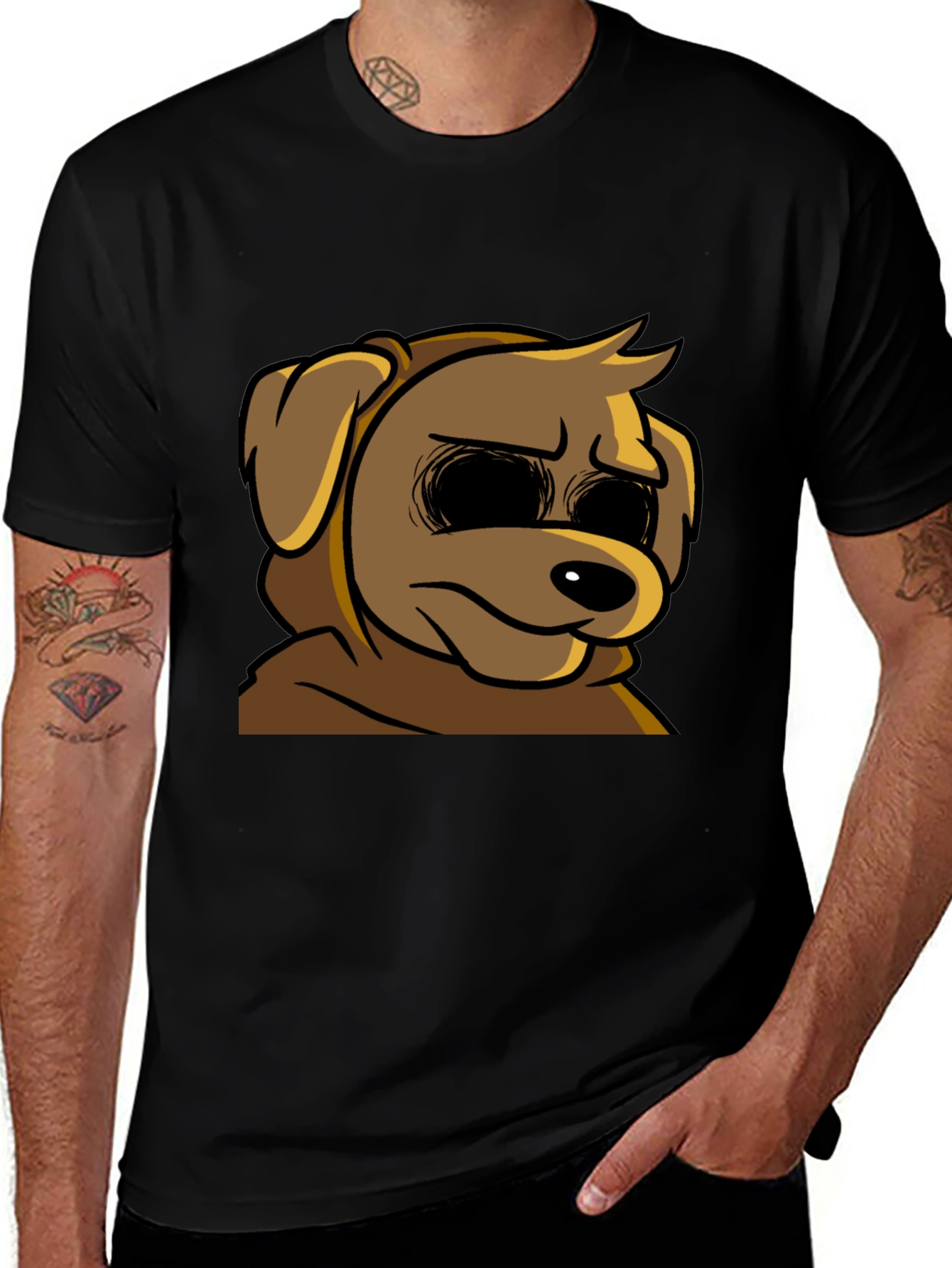 Variant 11 of Cartoon Dog Graphic T-Shirt - Soft Black Tee