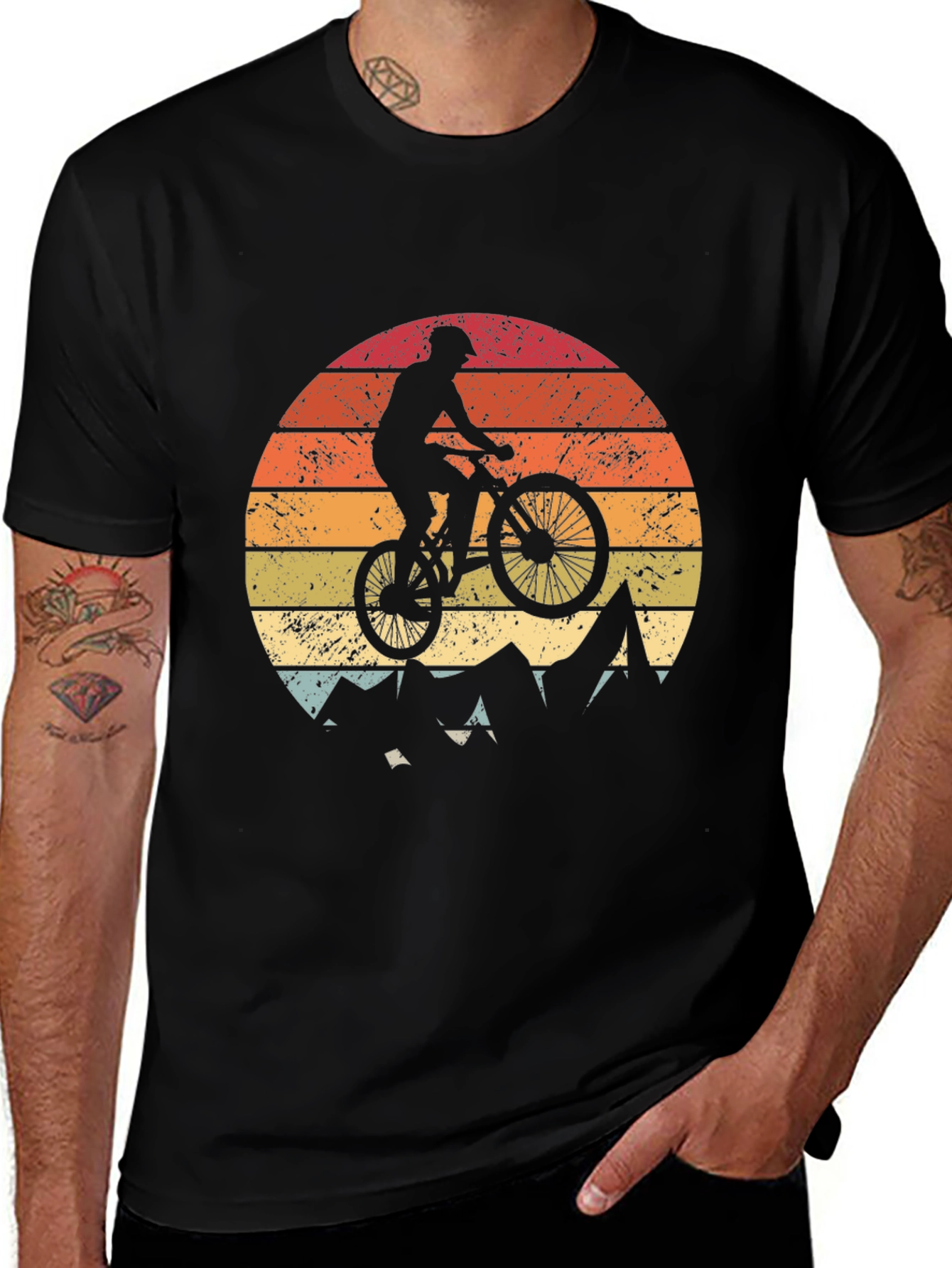 Variant 10 of Mountain Biker Sunset Graphic Tee - Adventure Ready