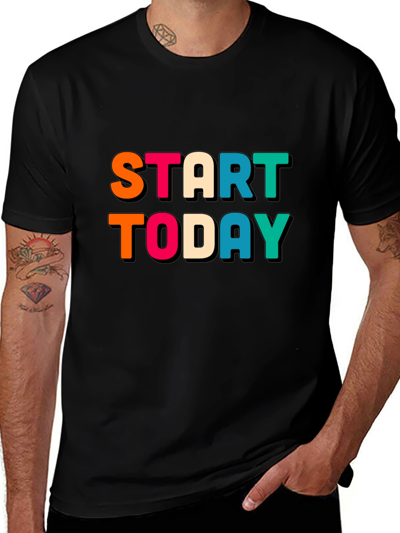 Variant 3 of Start Today Graphic Tee - Motivational Black T-Shirt