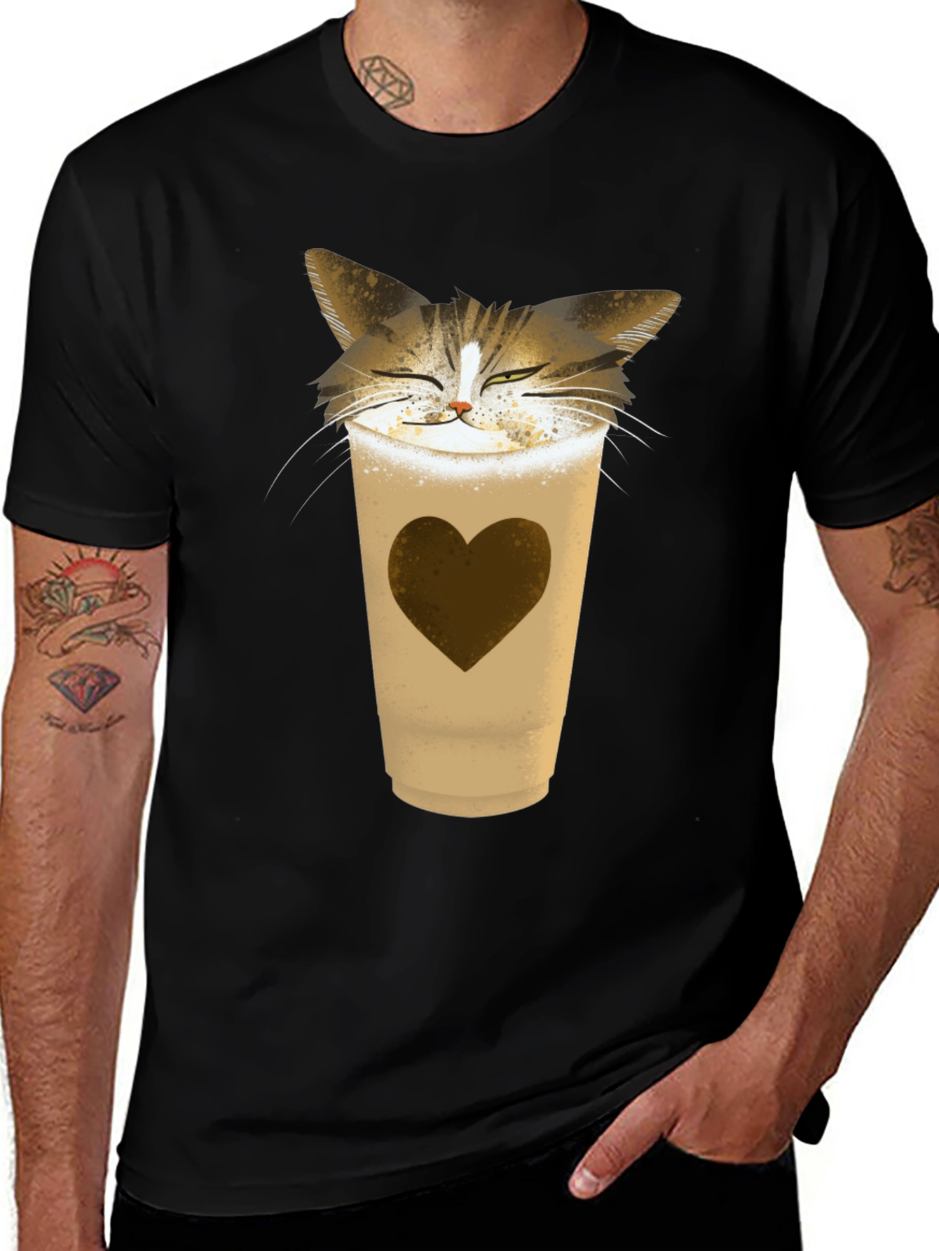 Variant 13 of Cat Latte T-Shirt - Coffee Loving Kitten Tee