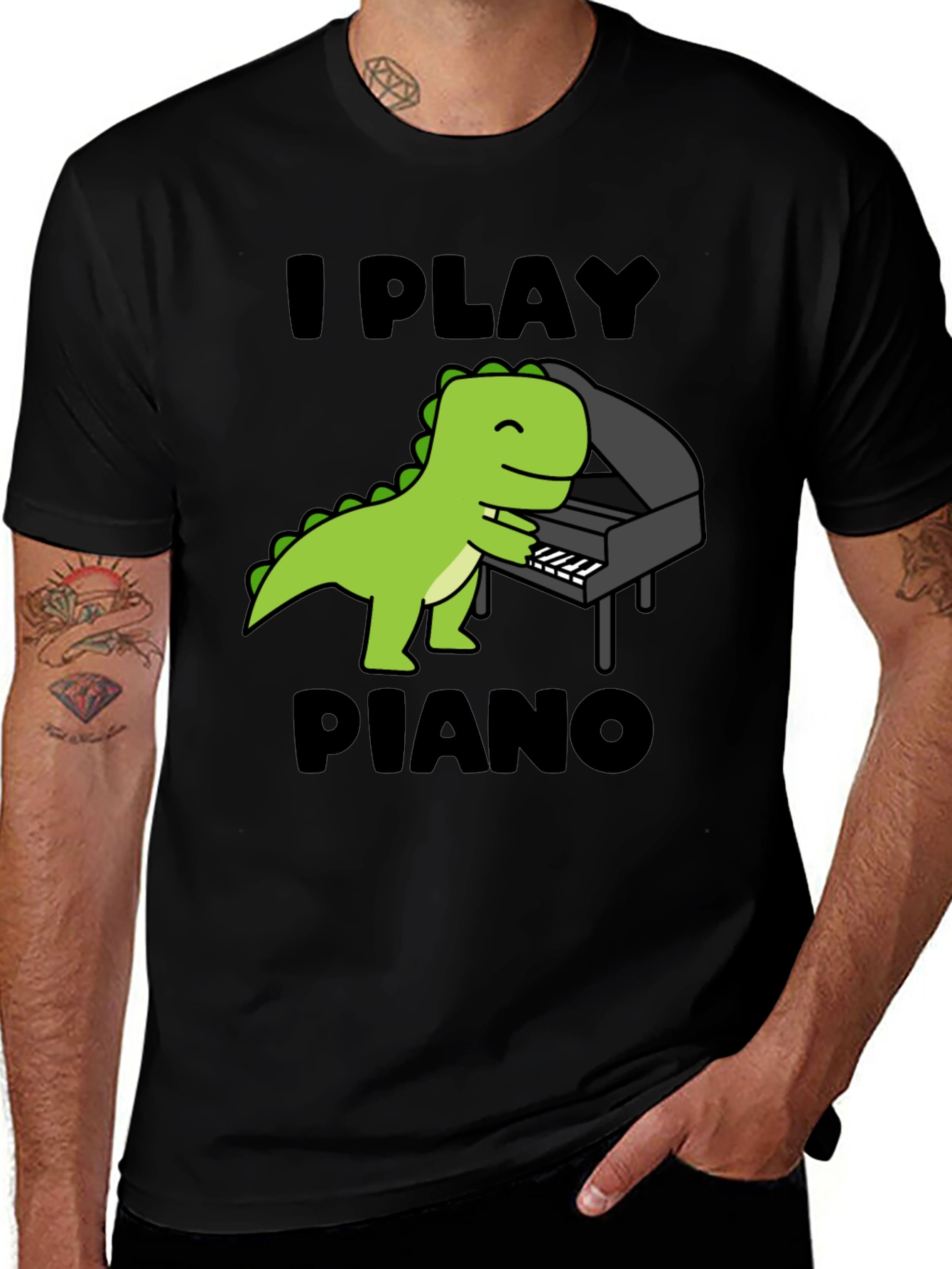 Variant 7 of I Play Piano Dinosaur T-Shirt - Fun Graphic Tee