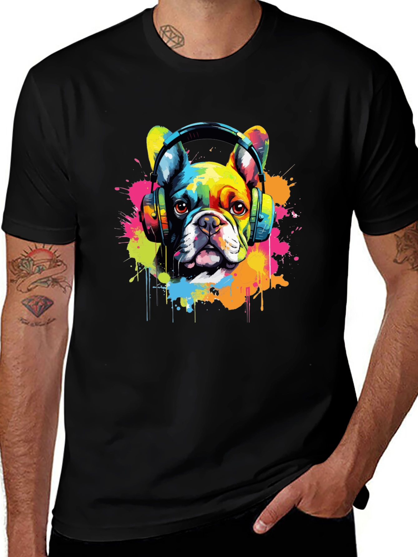 Dog with Headphones Graphic Tee