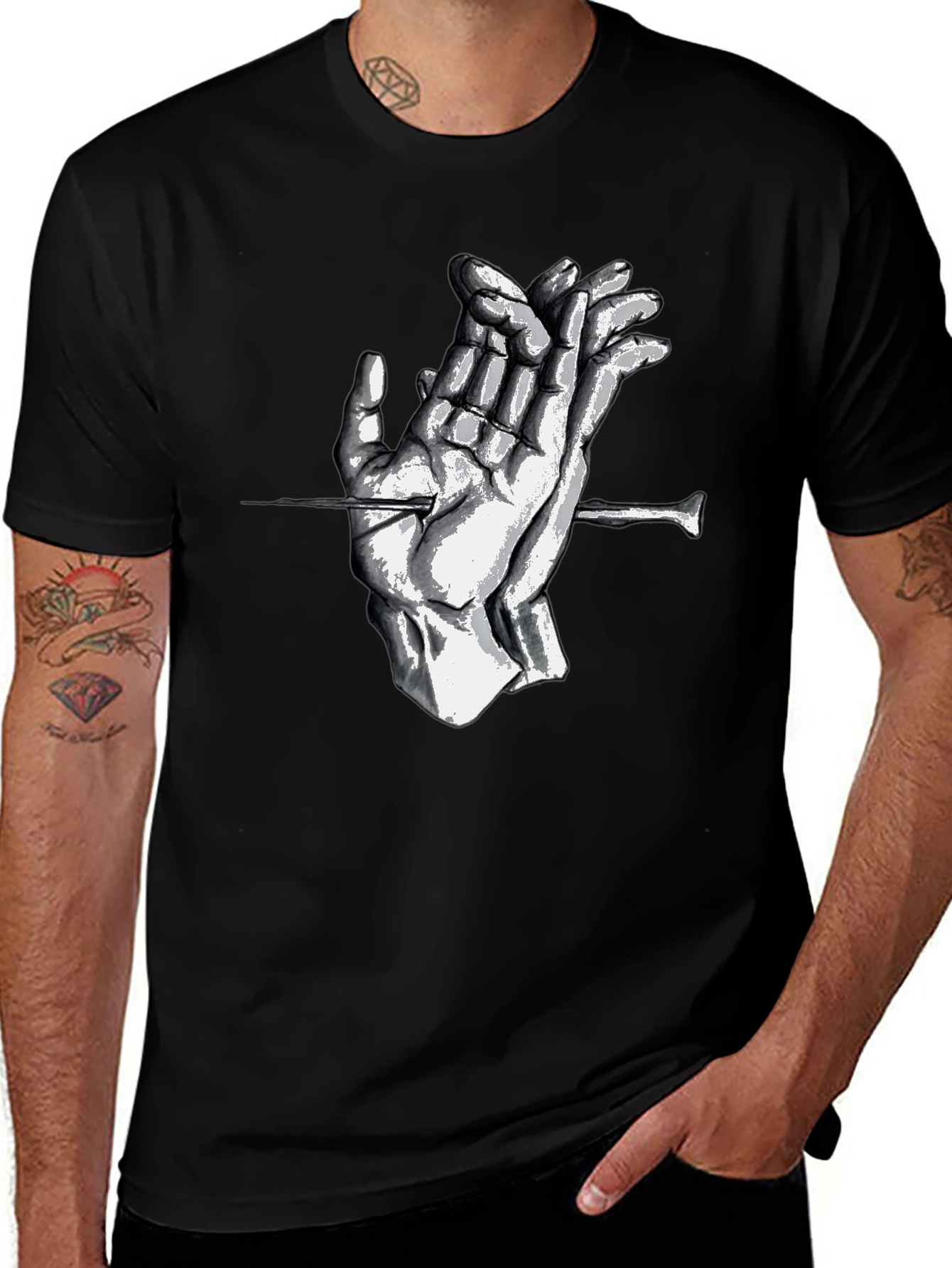 Variant 25 of Nailed Hands Graphic Tee - Edgy Style