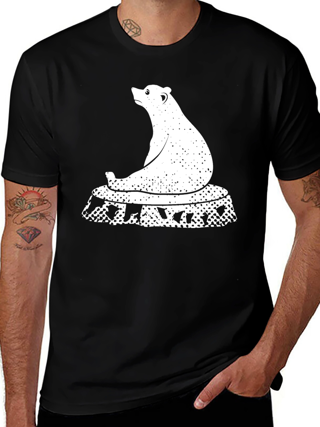 Variant 30 of Bear on Stump Graphic Tee - Comfortable Casual Wear
