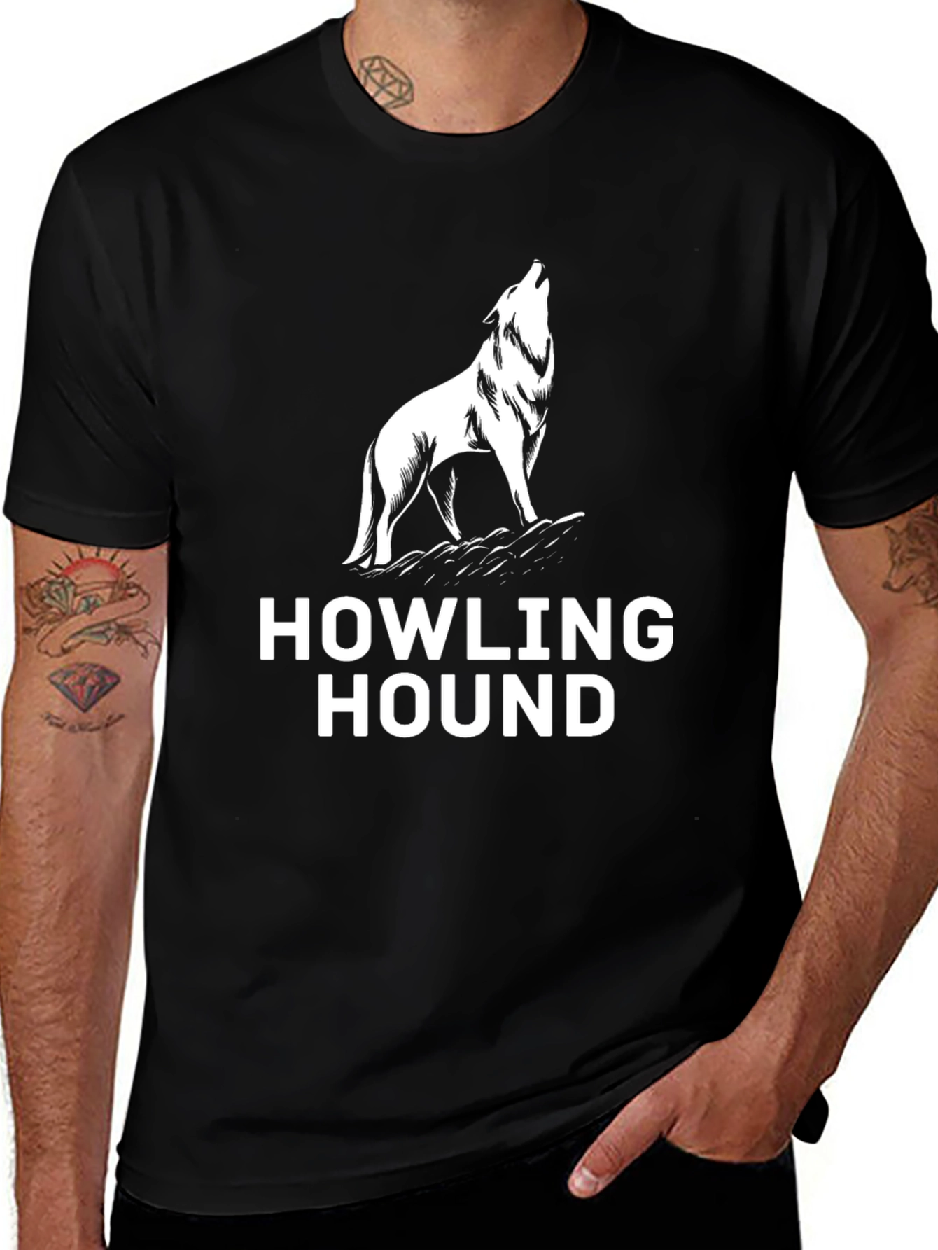 Variant 5 of Howling Hound Graphic Tee - Men's Black T-Shirt