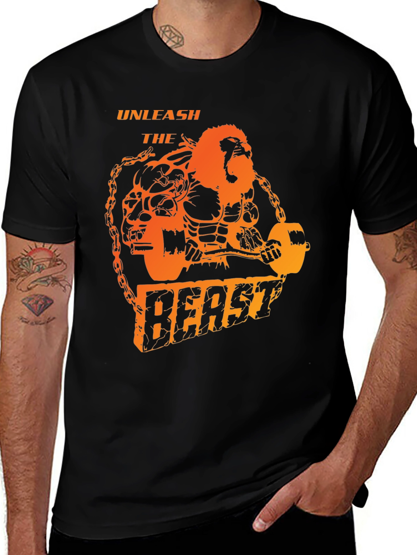 Variant 17 of Unleash the Beast T-Shirt - Weightlifting Gorilla Design