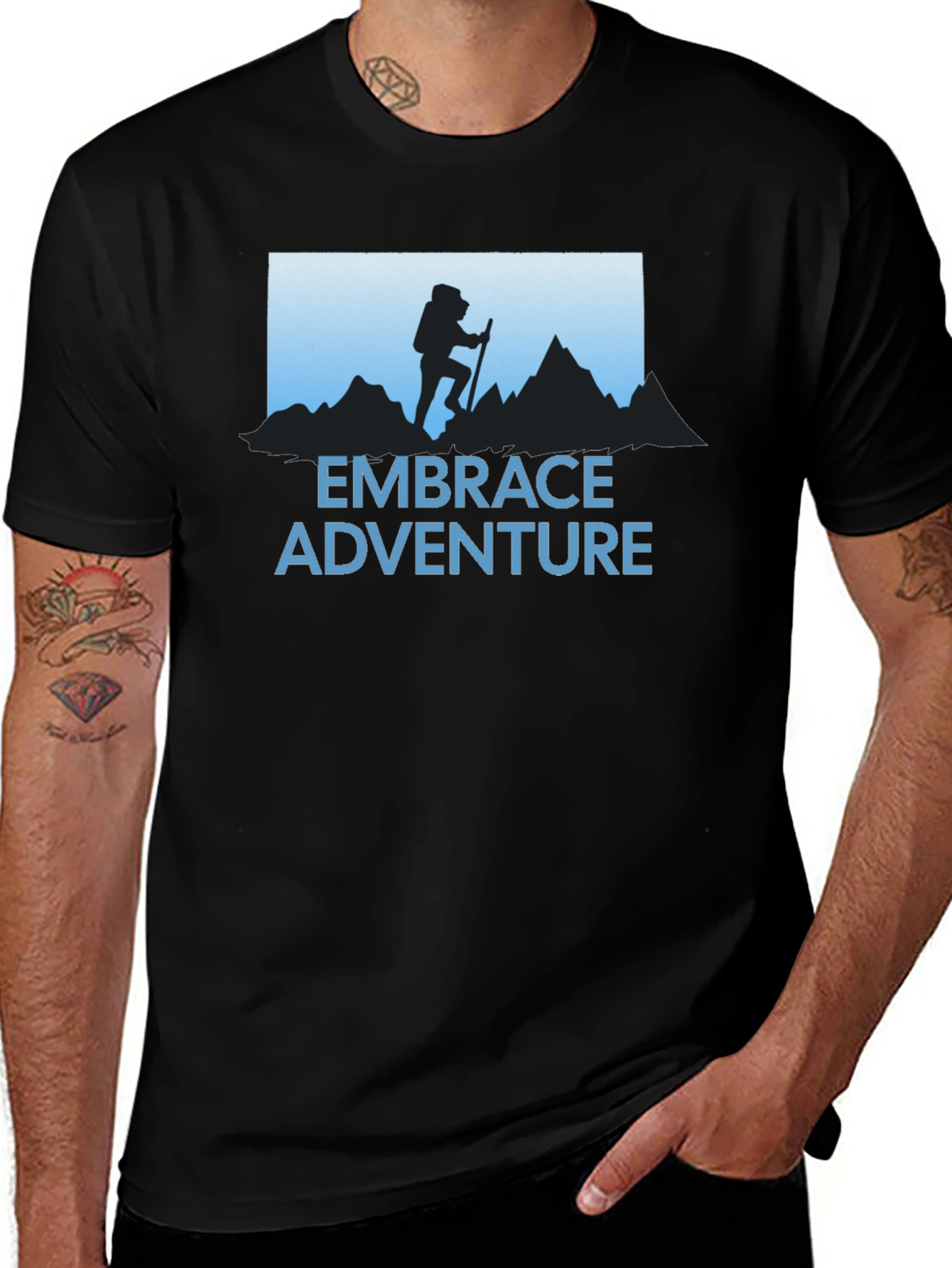 Variant 26 of Embrace Adventure T-Shirt - Hiker Silhouette Graphic Tee