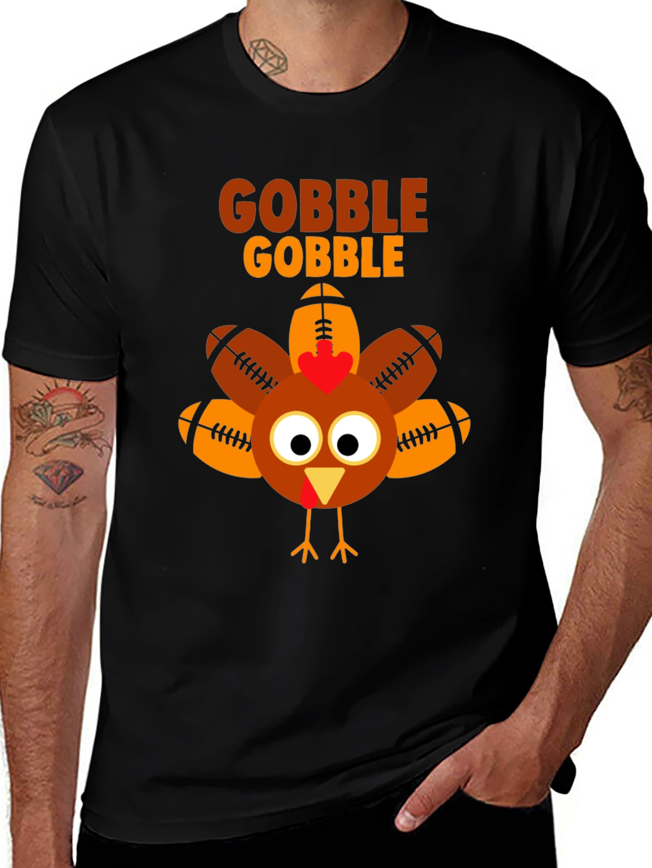 Variant 8 of Gobble Football Turkey T-Shirt - Thanksgiving Tee
