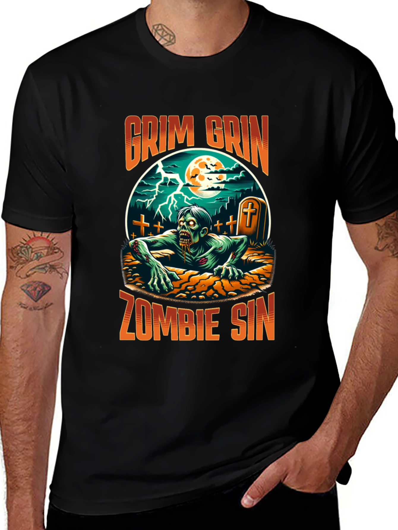 Variant 15 of Grim Grin Zombie Sin Graphic Tee