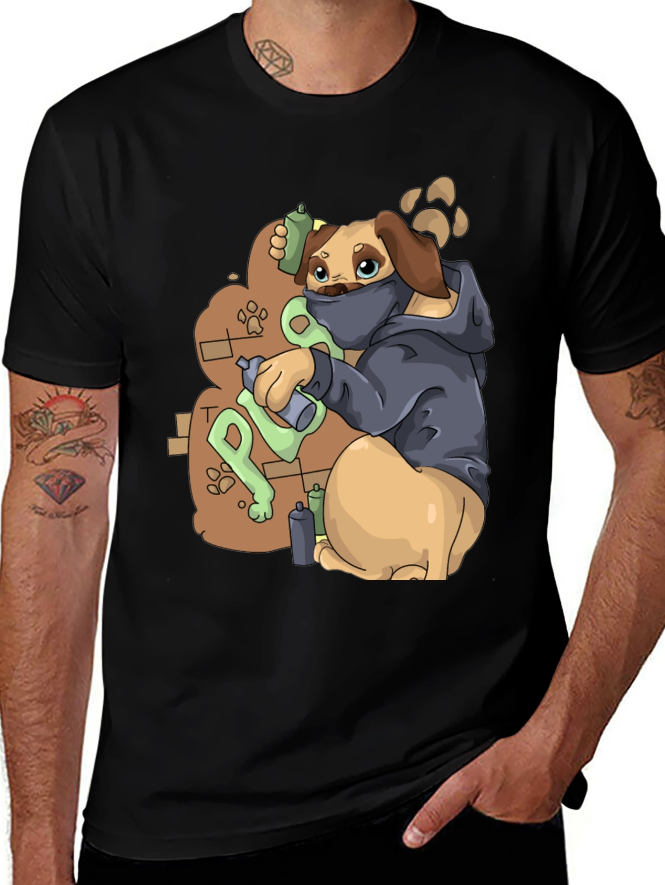 Variant 12 of Pug Graffiti Artist T-Shirt - Street Art Dog Tee