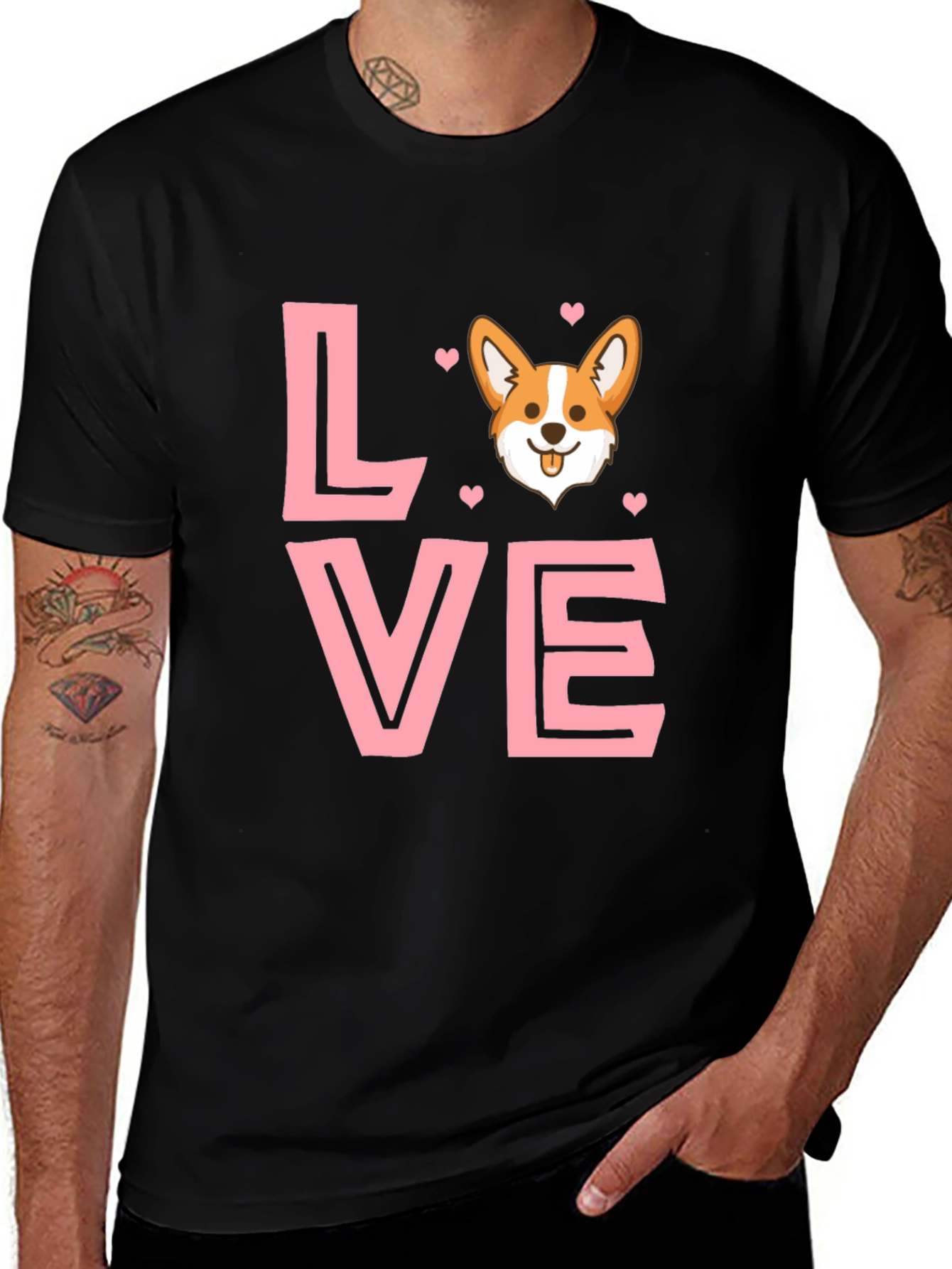 Variant 27 of Corgi Love Graphic Tee - Black