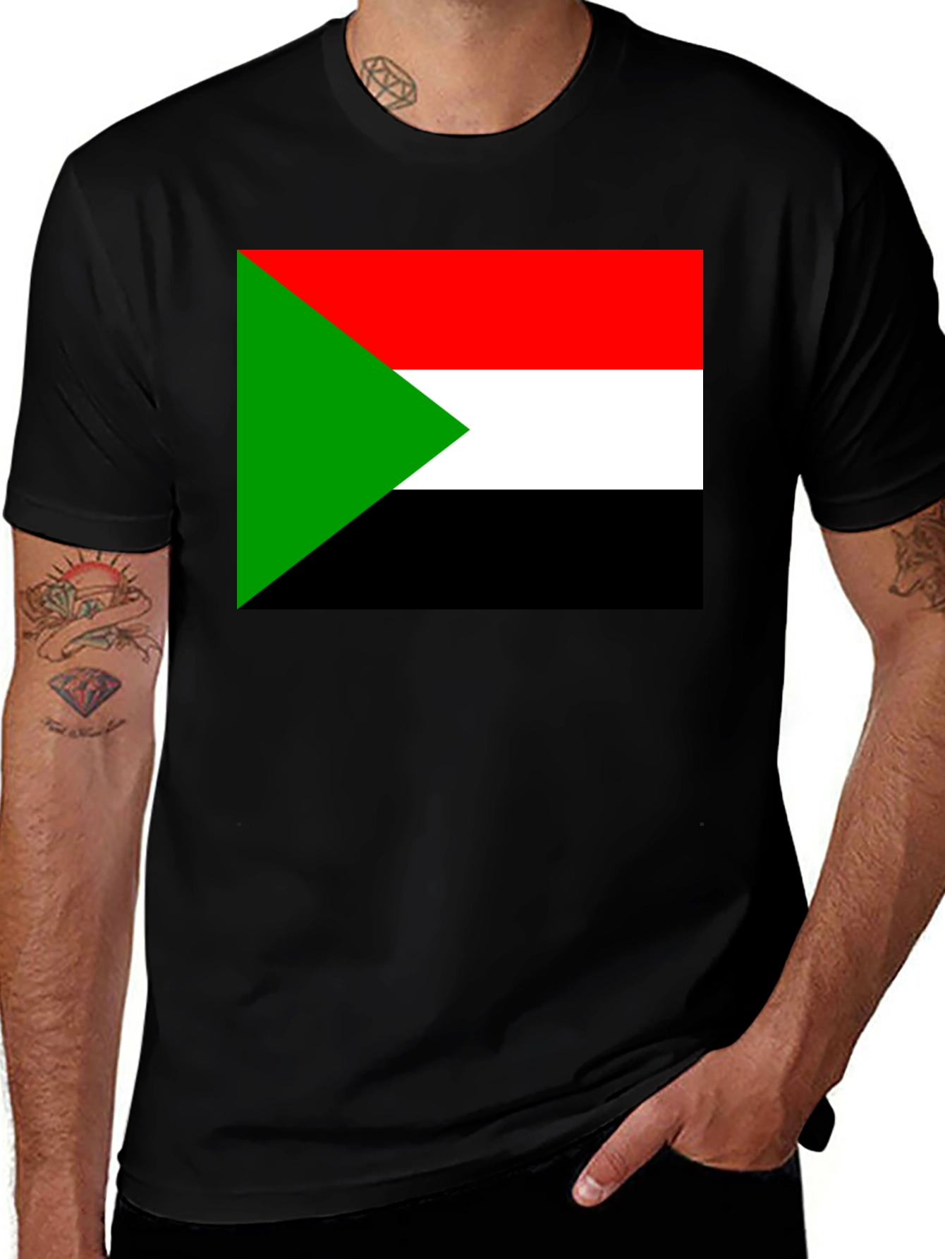 Variant 18 of Sudan Flag T-Shirt - Black Cotton Tee