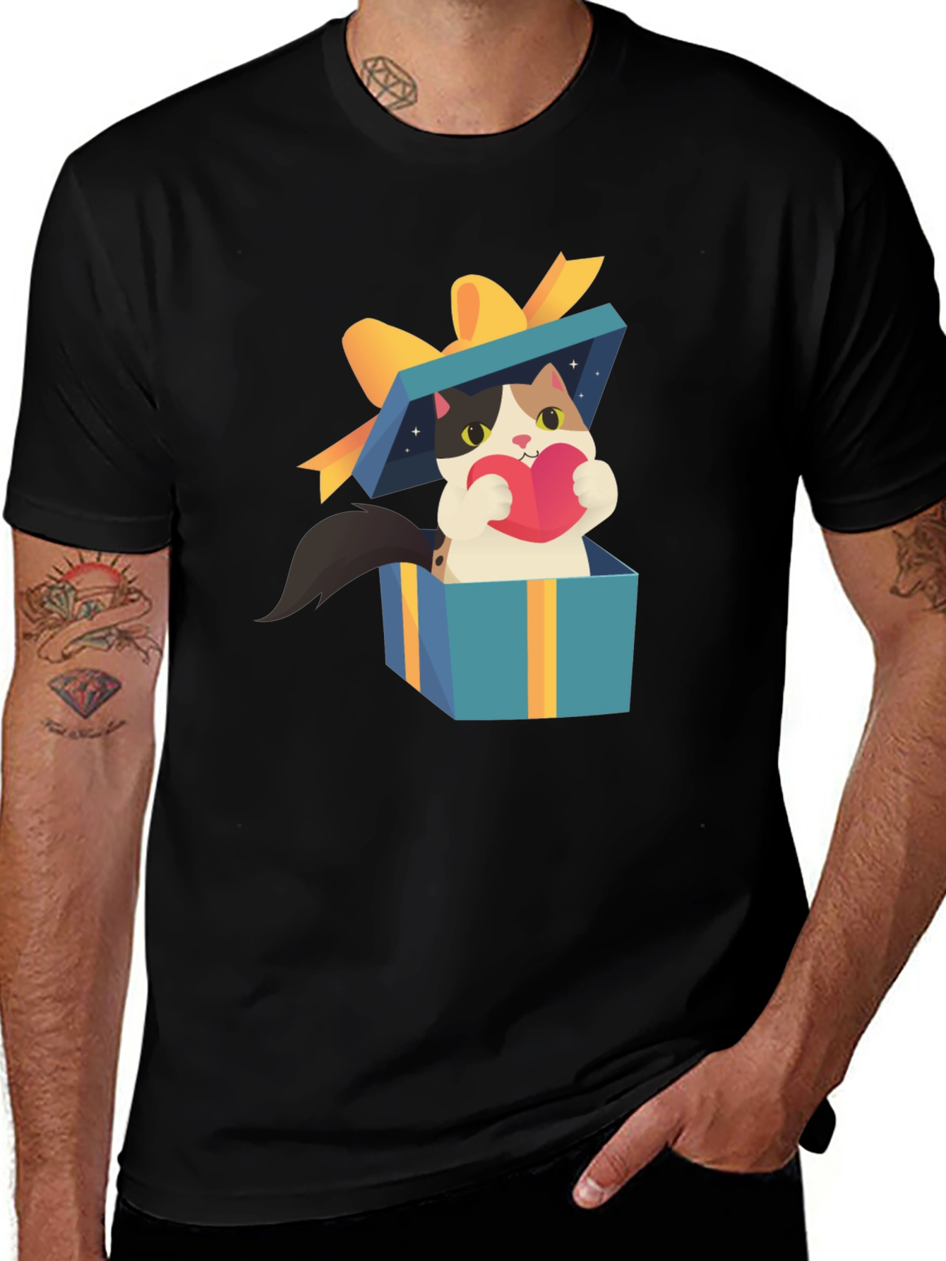 Variant 16 of Cat in Gift Box T-Shirt - Unique Design