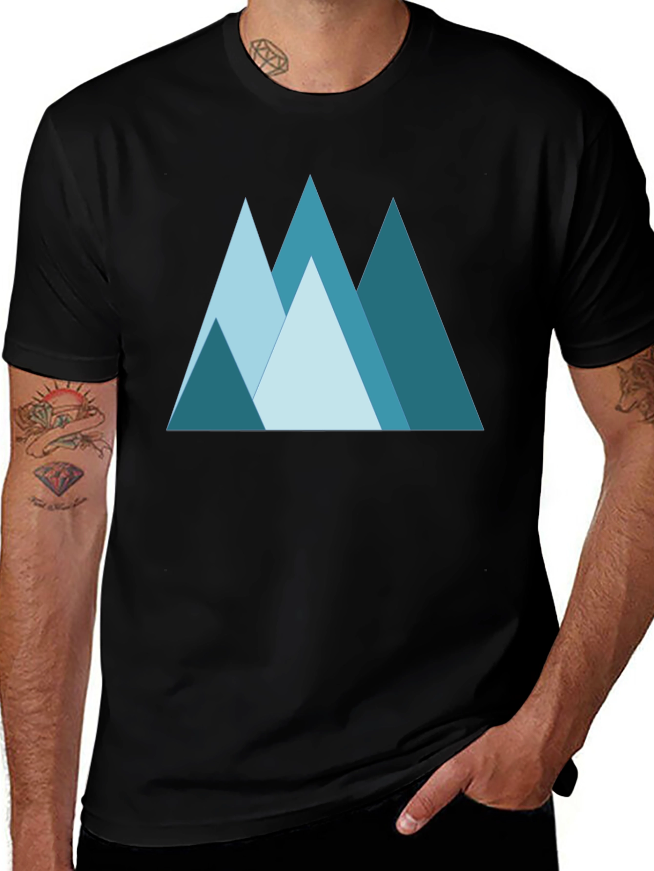 Variant 15 of Geometric Mountain Graphic Tee - Black