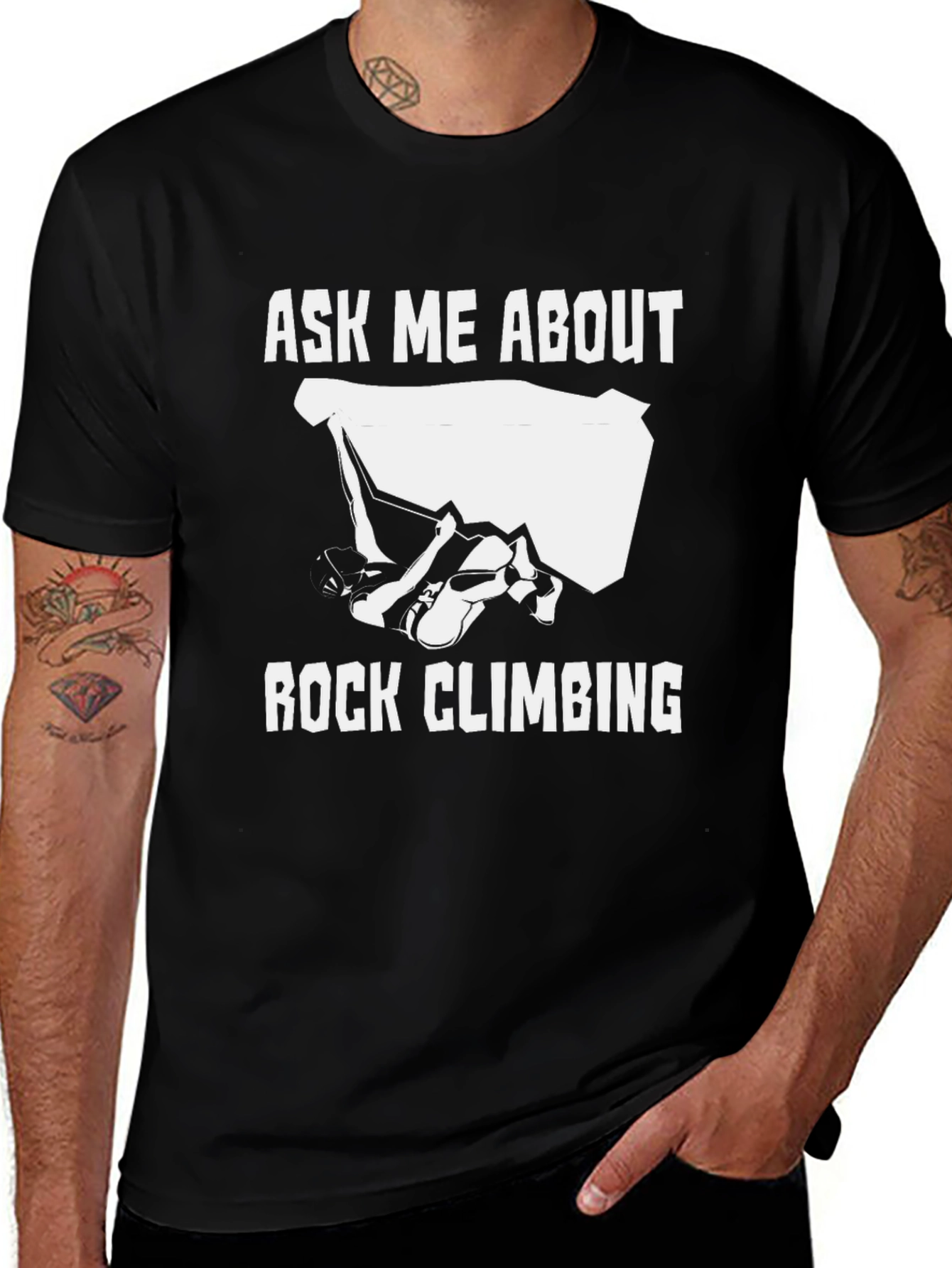 Variant 4 of Ask Me About Rock Climbing Black Graphic Tee