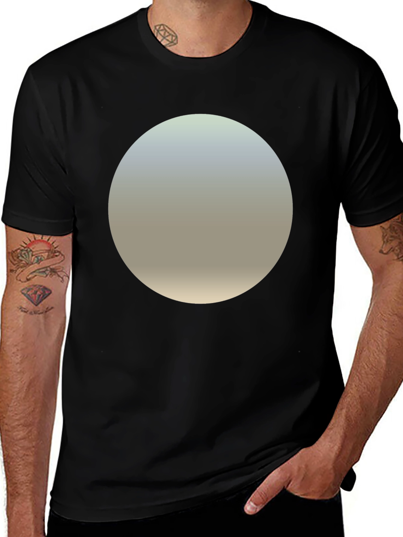 Variant 25 of Minimalist Black T-Shirt with Gradient Circle Design