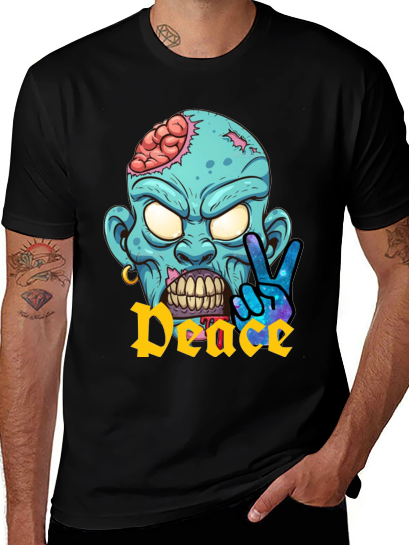 Variant 3 of Zombie Peace Sign Graphic T-Shirt
