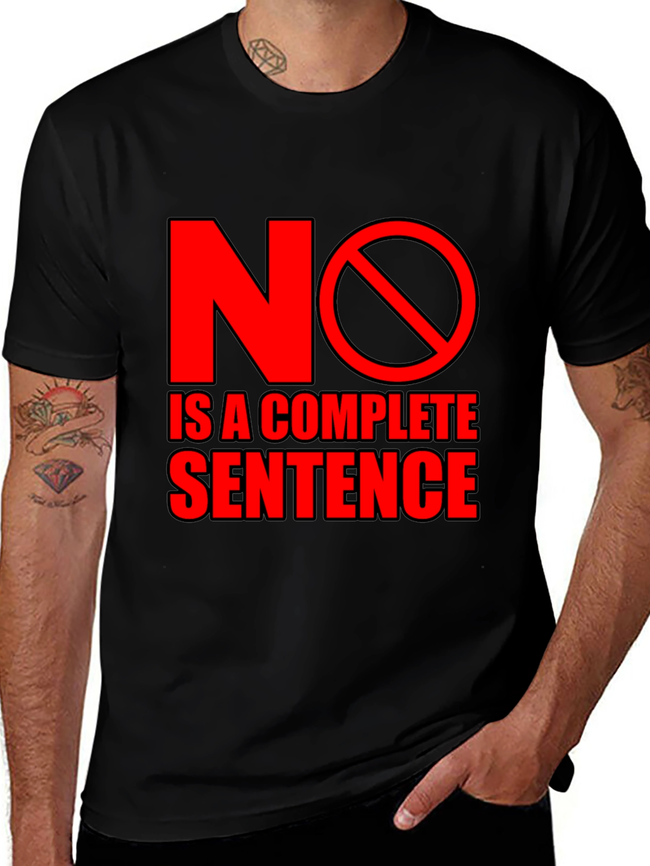 Variant 16 of No is a Complete Sentence Black T-Shirt