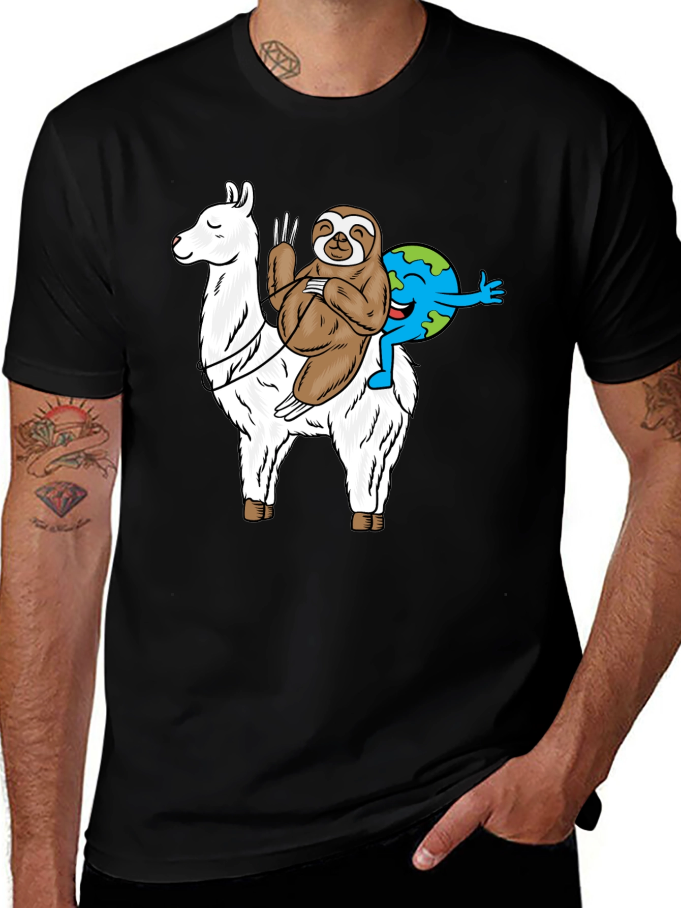 Variant 8 of Llama, Sloth, & Earth T-Shirt