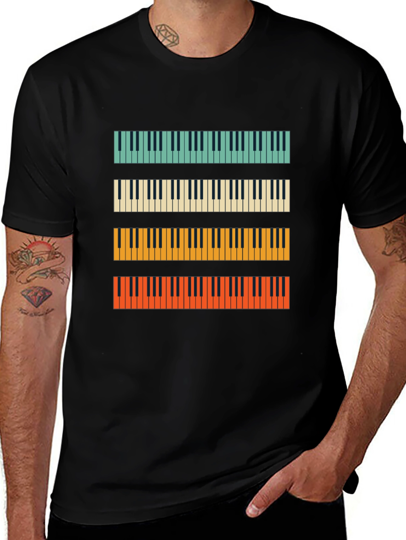 Variant 9 of Retro Piano Keys Graphic Tee - Music Lover's T-Shirt