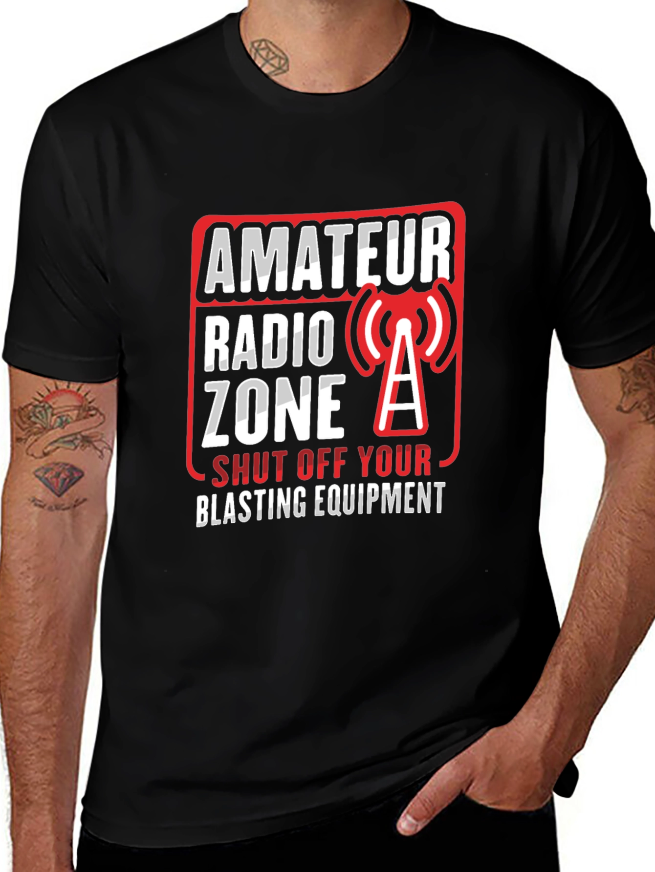 Variant 5 of Amateur Radio Zone T-Shirt - Blasting Equipment Warning