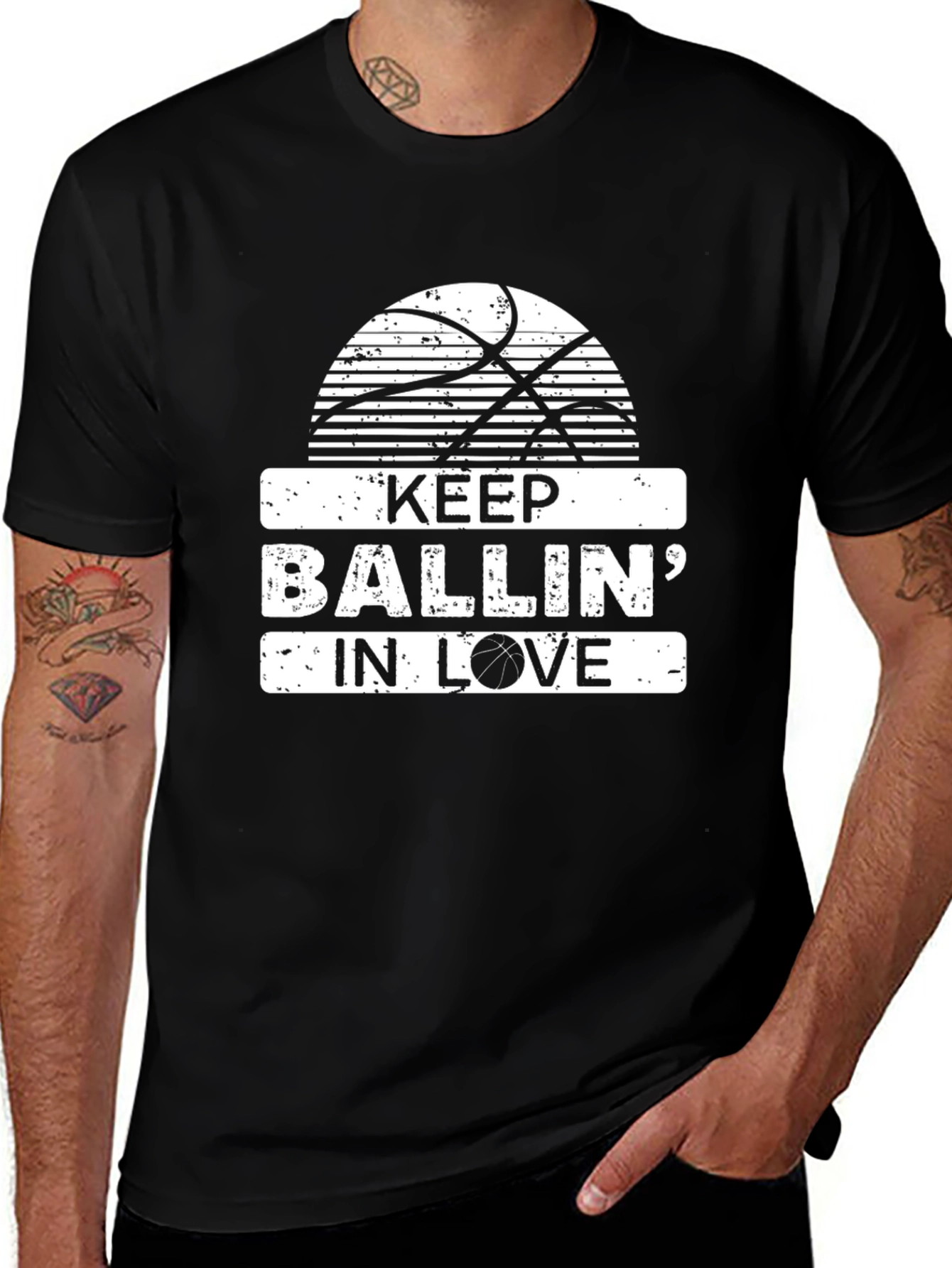 Variant 4 of Keep Ballin' in Love Graphic Tee - Basketball Fan Shirt