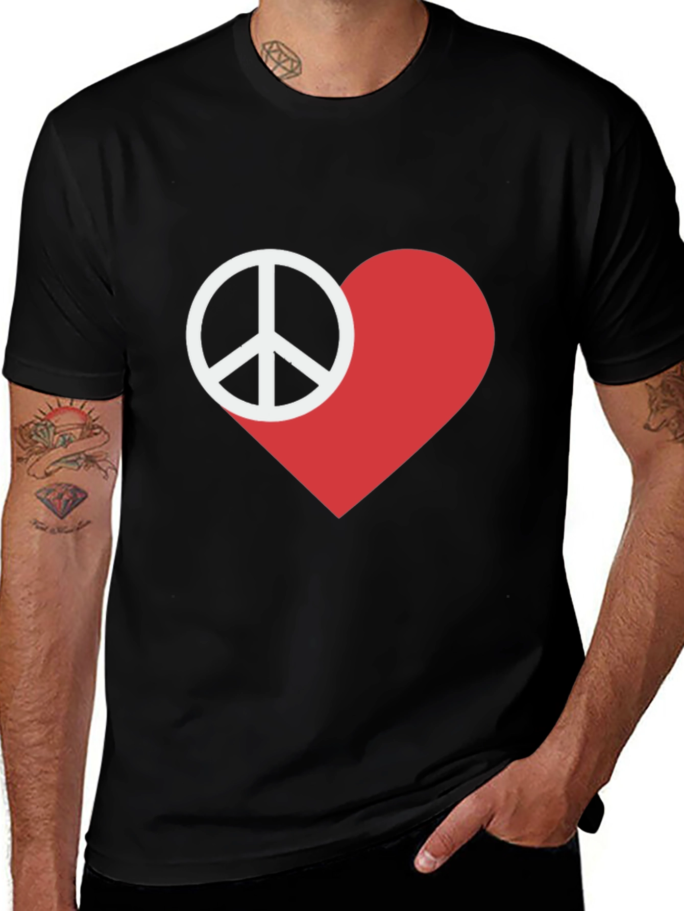 Variant 8 of Peace and Love Graphic Tee - Black