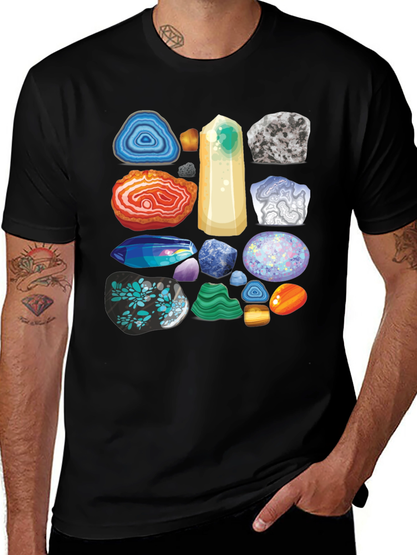 Variant 29 of Gemstone Pattern T-Shirt - Mineral Rock Collection Tee