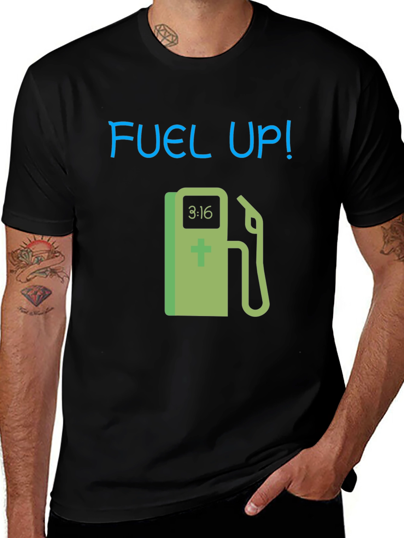 Fuel Up! Graphic Tee - Black Cotton T-Shirt