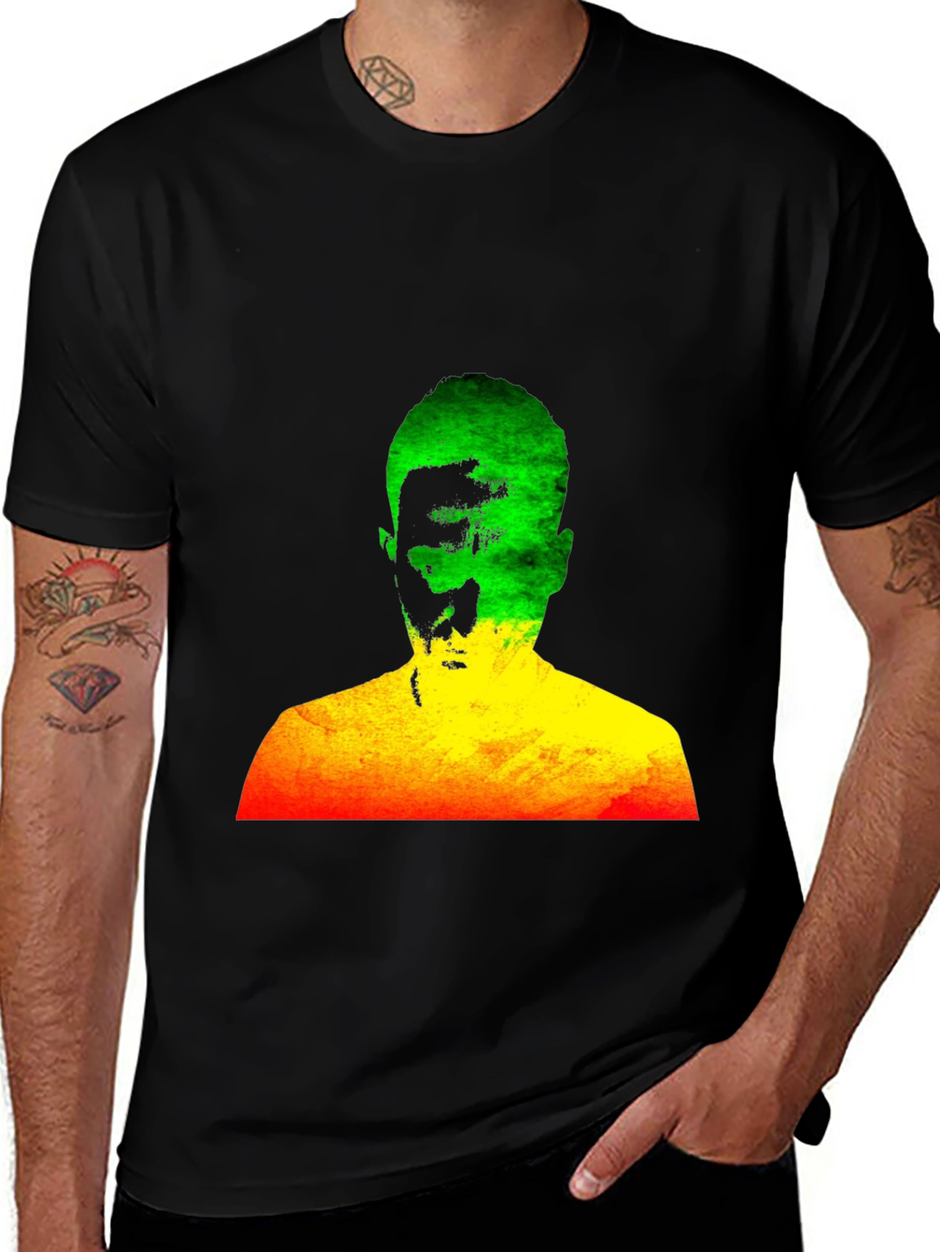 Black Rasta Man Graphic Black T-Shirt Reggae Style main image