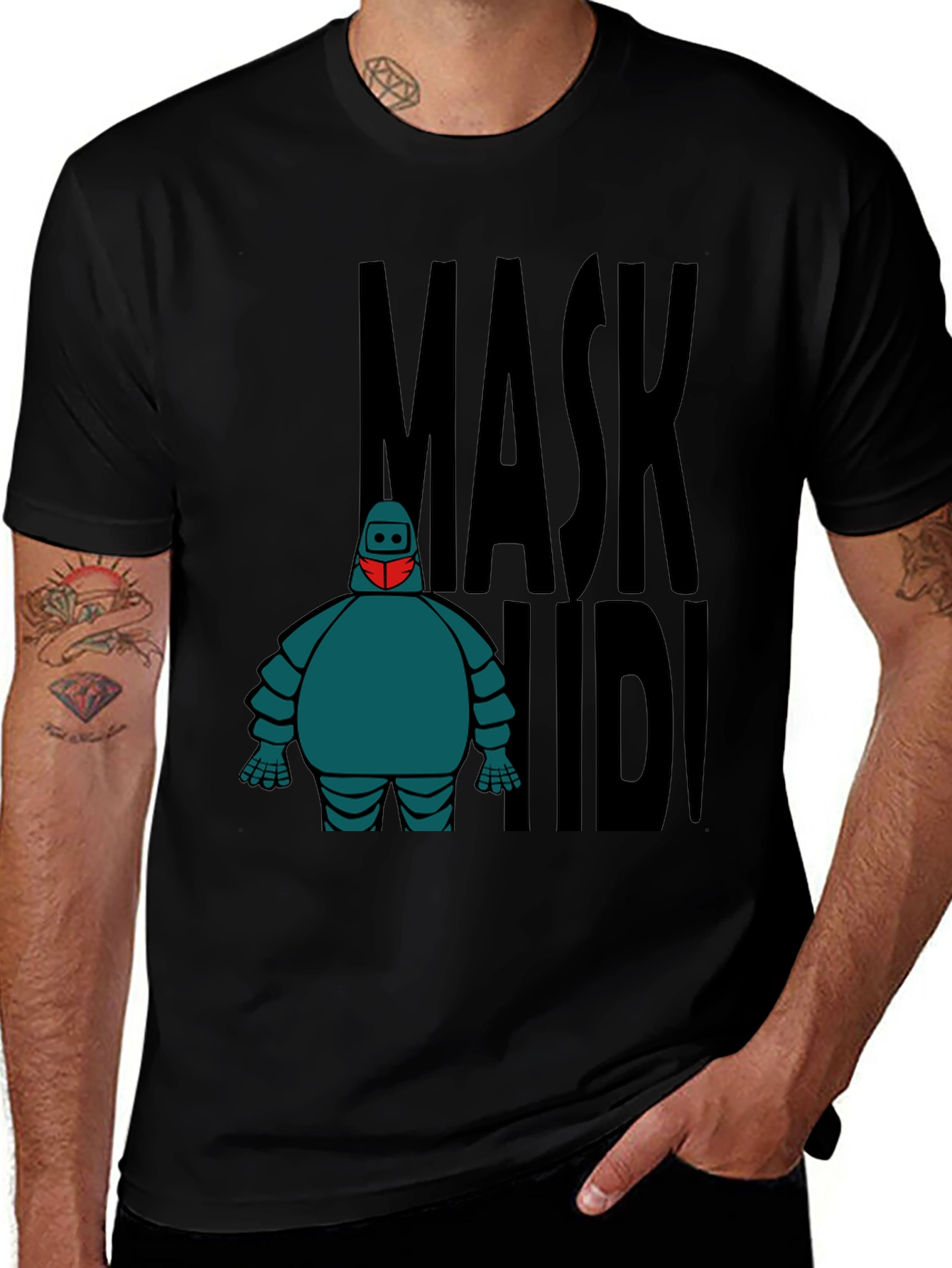 Variant 9 of Mask Up Robot Graphic Tee - Stylish Protection