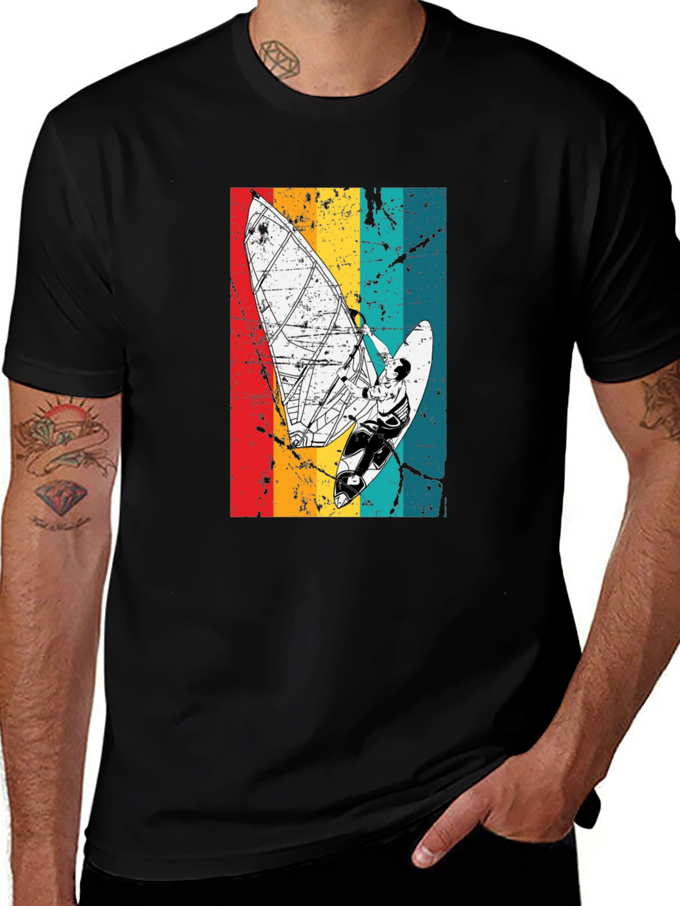 Variant 6 of Retro Windsurfer Graphic Tee